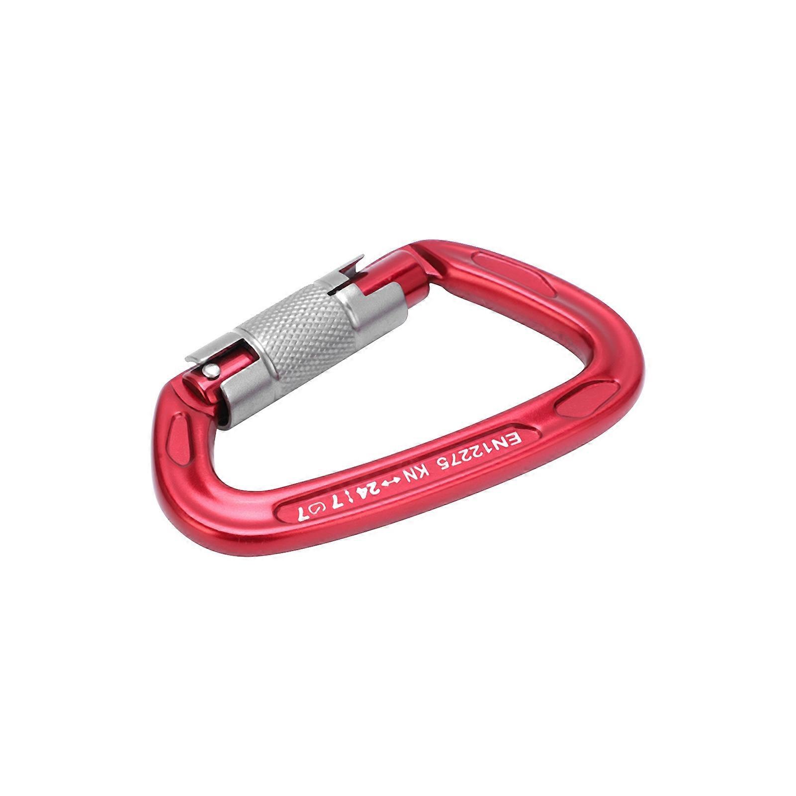 Camnal Leichter Outdoor-bergsteigerkarabiner, Korrosionsbeständig, D-verriegelung, Primärer Sicherheitsschutz (rot)