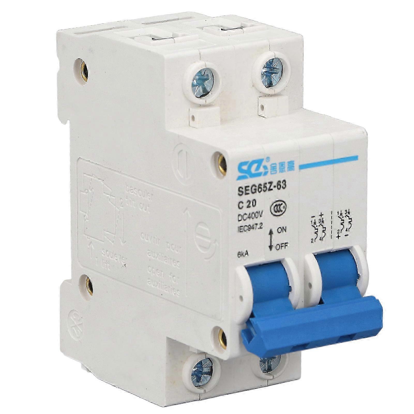 Miniatur-gleichstrom-2-poliger 6ka 400v-luftschalter Für Photovoltaik-solarpanel-netzsysteme C20 20a