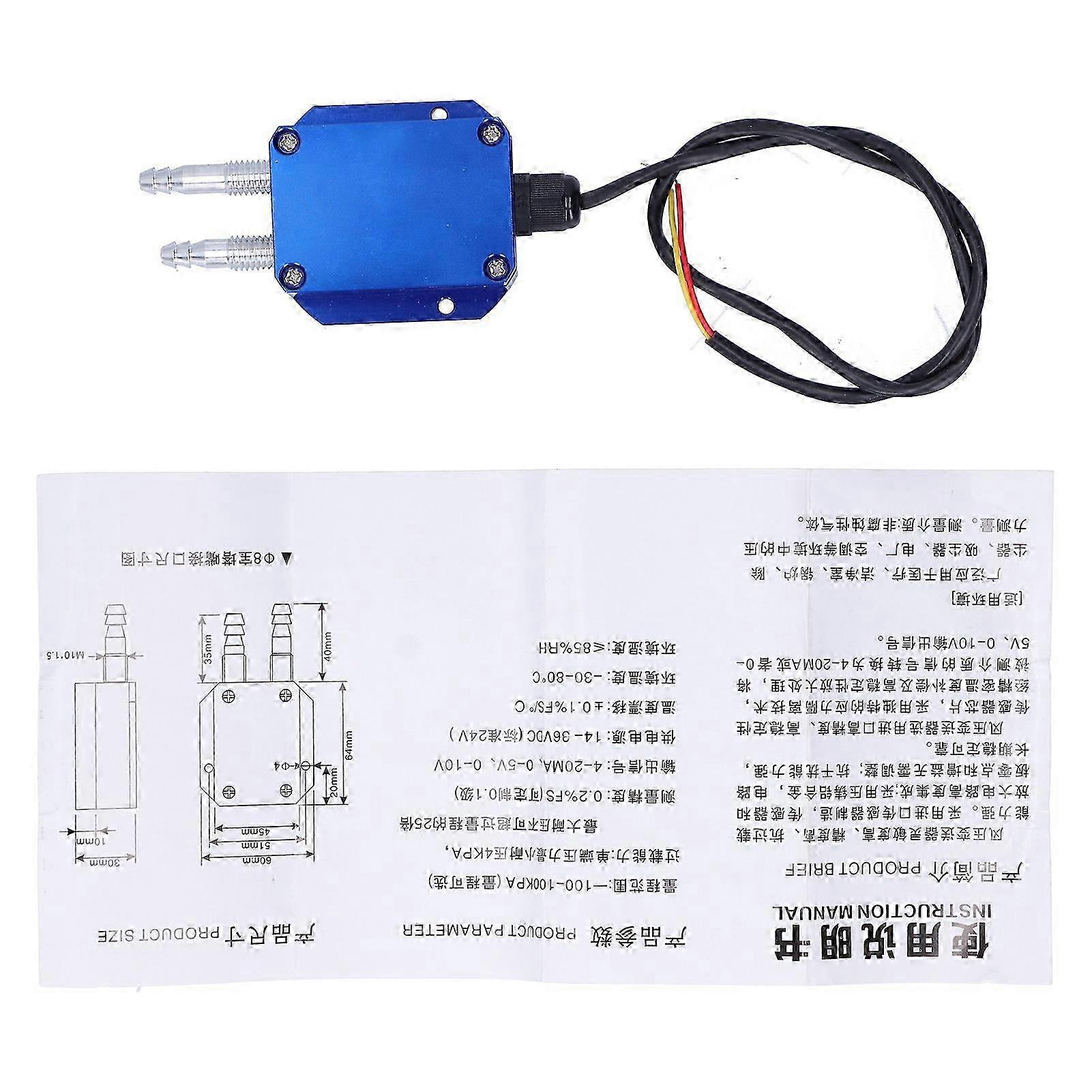 Mikrodifferenzdrucksensor 0–100 Kpa, Blauer Dc24v-transmitter Für Kessel Und Kohlebergwerke