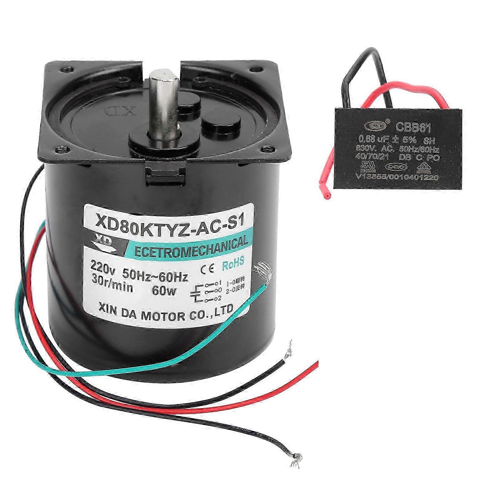 220v Wechselstrom-synchronmotor 60w 30rpm, Mit Permanentmagnet Und Kondensator, Für Mikromaschinen, Niedrige Drehzahl, Industrielle Anwendung.