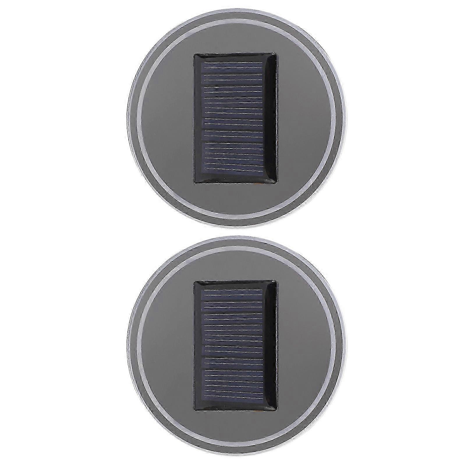 Set Aus 2 Solarbetriebenen Led-autountersetzern Mit Vibrationsfunktion, Ambientebeleuchtung, Getränkehalter Und Autodekoration