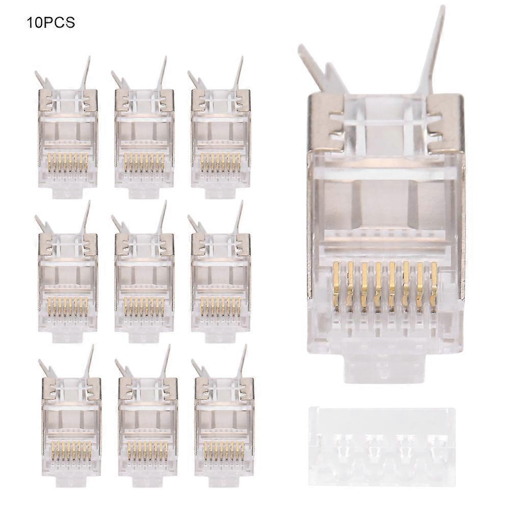 10 Rj45 8p8c Cat7 30gip-stecker, Geschirmte Ethernet-stecker Für Netzwerkserver- Und Computerkabel, Packung Mit Zehn Stück.