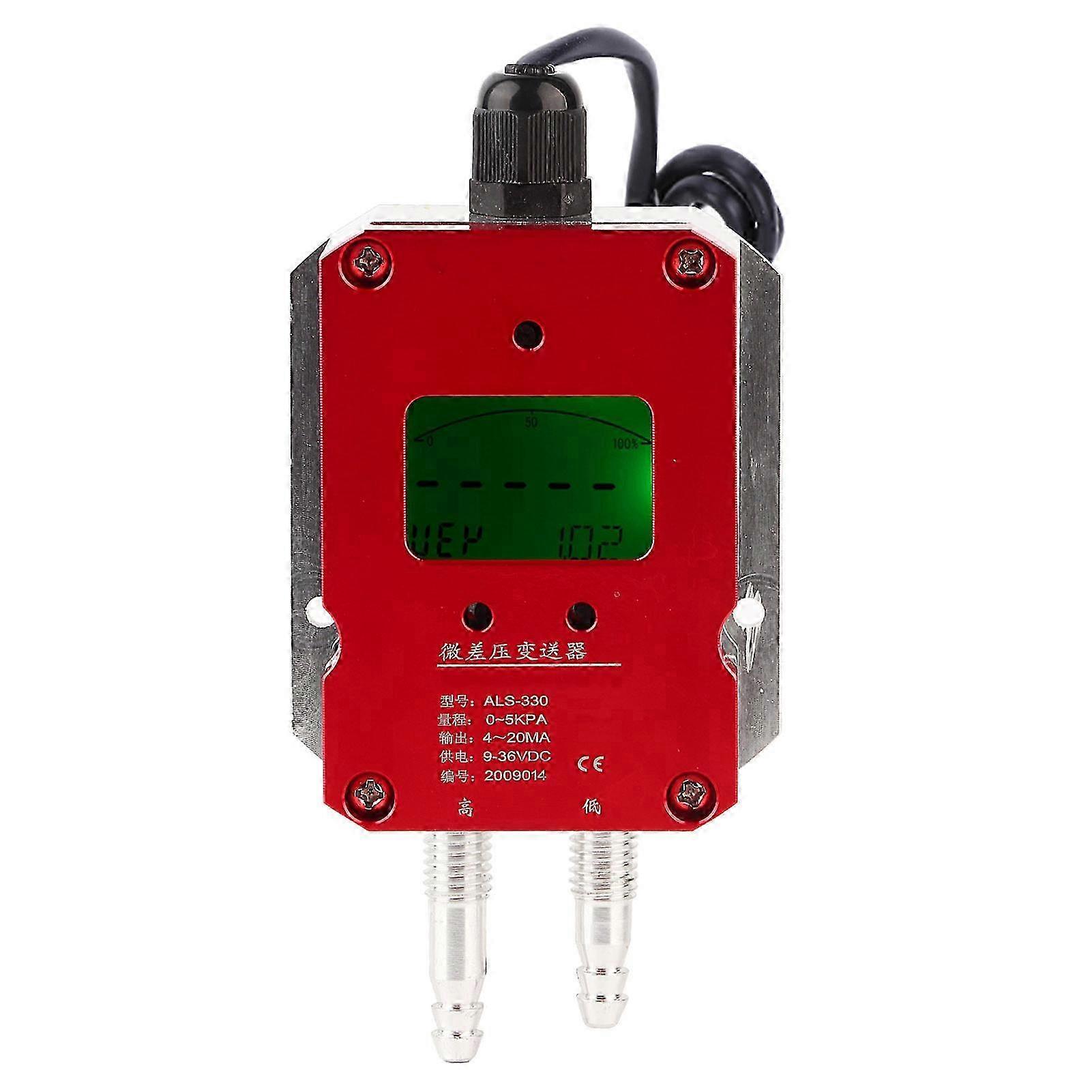 Digitaler Luftdrucktransmitter Mit Lcd-anzeige (24 V Dc), 4–20 Ma Sensor, 0–5 Kpa, Für Reinraumlüftung