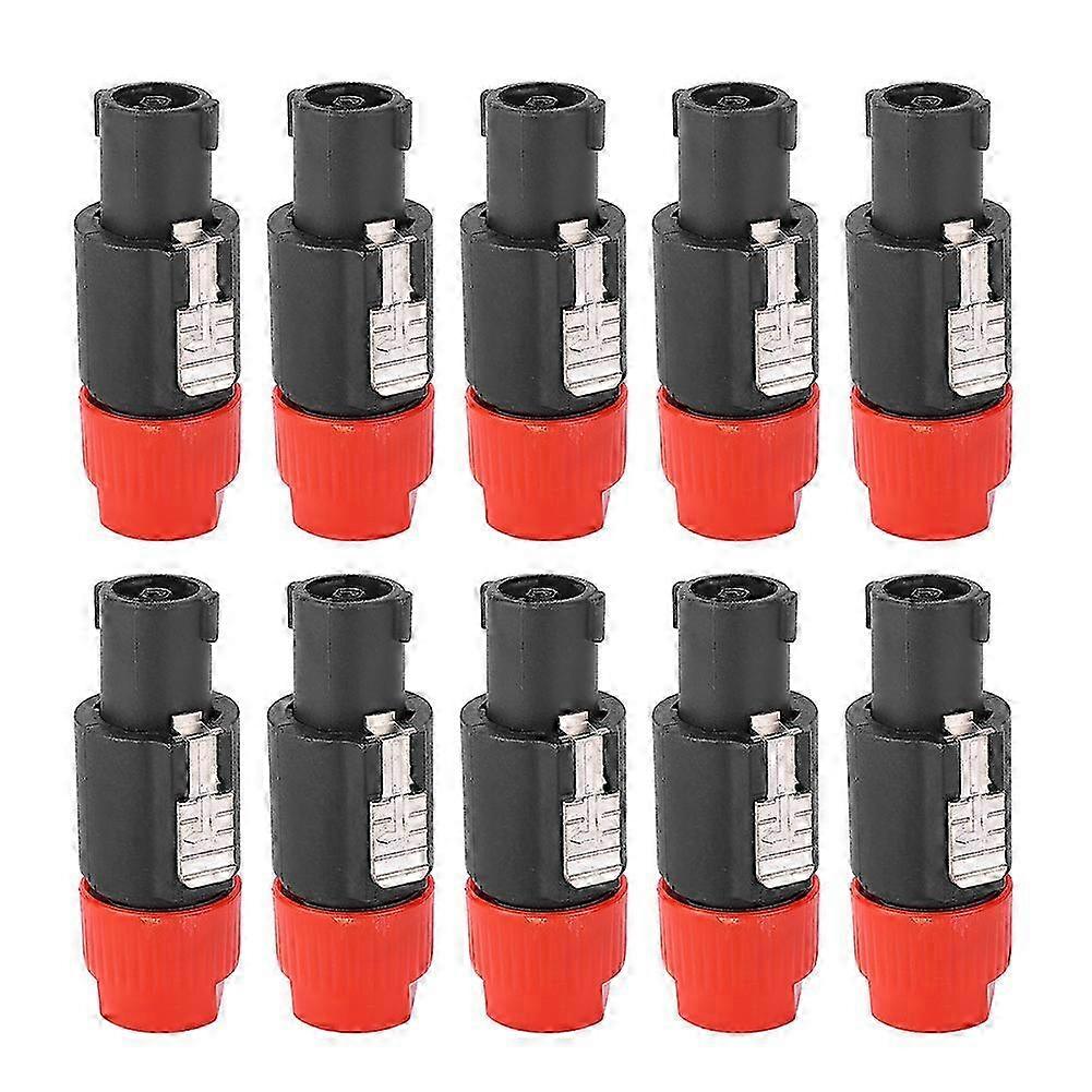Nl4fc 4-poliger Wasserdichter Speakon-lautsprecherkabelstecker, 10er-packung, Rot, Professioneller Audio-stecker (männlich).