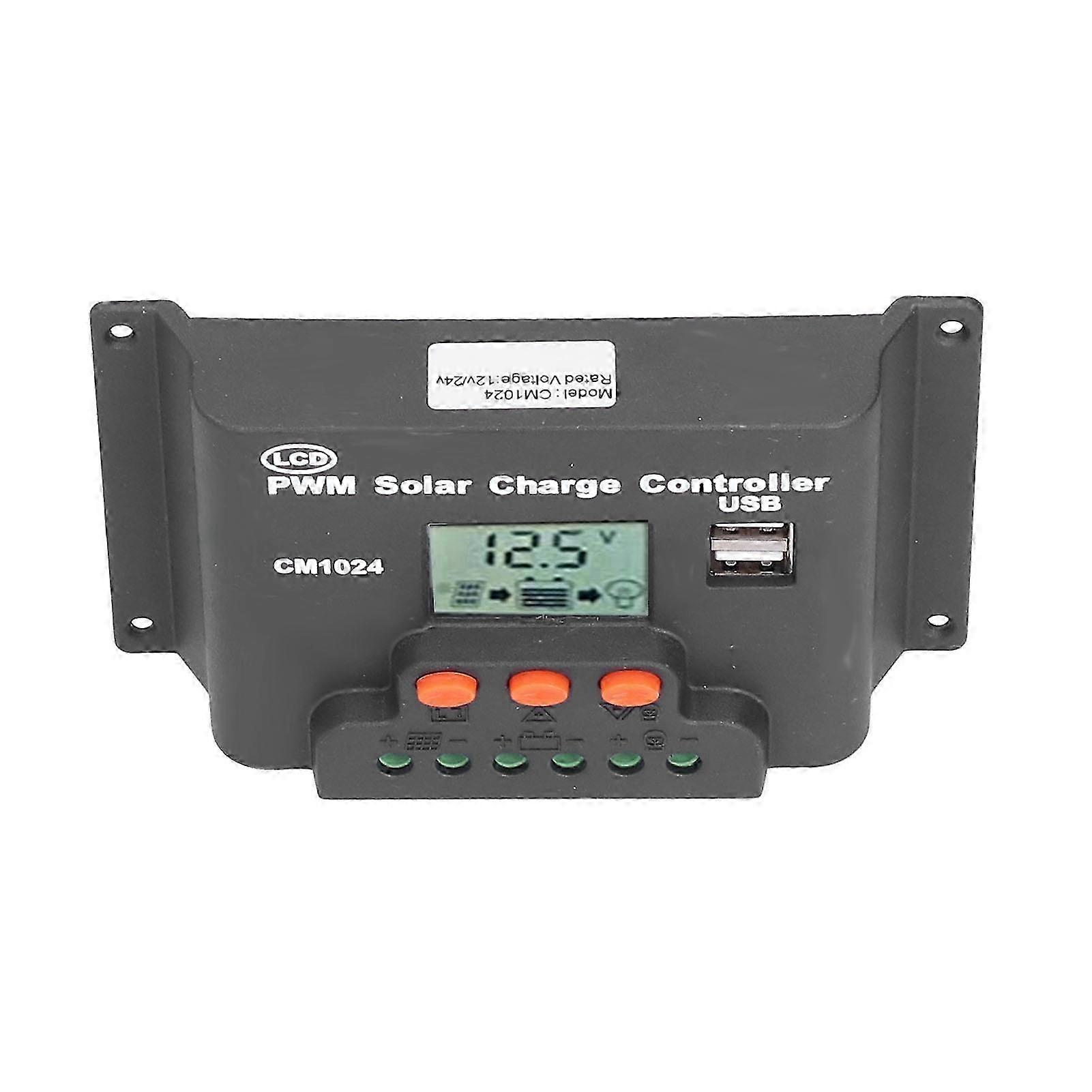 10a Pwm-solarladeregler Mit Lcd-bildschirm, 12v/24v Automatisch, Zwei Usb-anschlüsse, Einstellbar, Für Industrielle Systeme