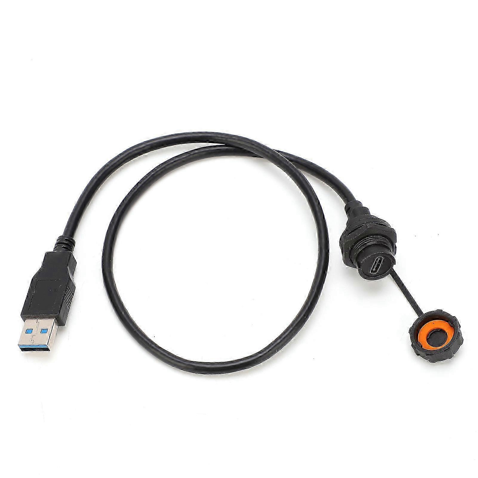 Wasserdichter Usb-c-buchse (ip68) Mit Usb3.0-stecker Und E10tpcbff/u3am-steckerkabel, 0,5 Meter Lang, Robust Für Den Außeneinsatz.