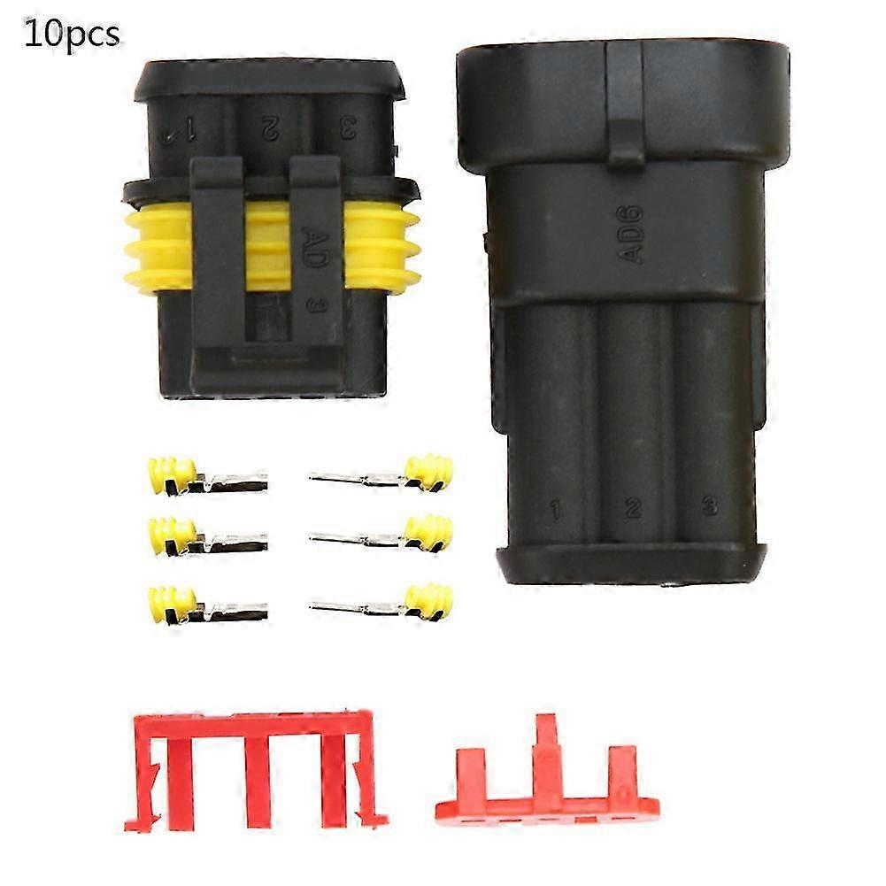 Wasserdichter 3-poliger Amp-kfz-stecker (1,5 Mm²), 10er-packung (stecker/buchse), Wasserdichte Kfz-steckdose, Auch 1-, 2- Und 3-polig Erhältlich, Robuster Marinestecker