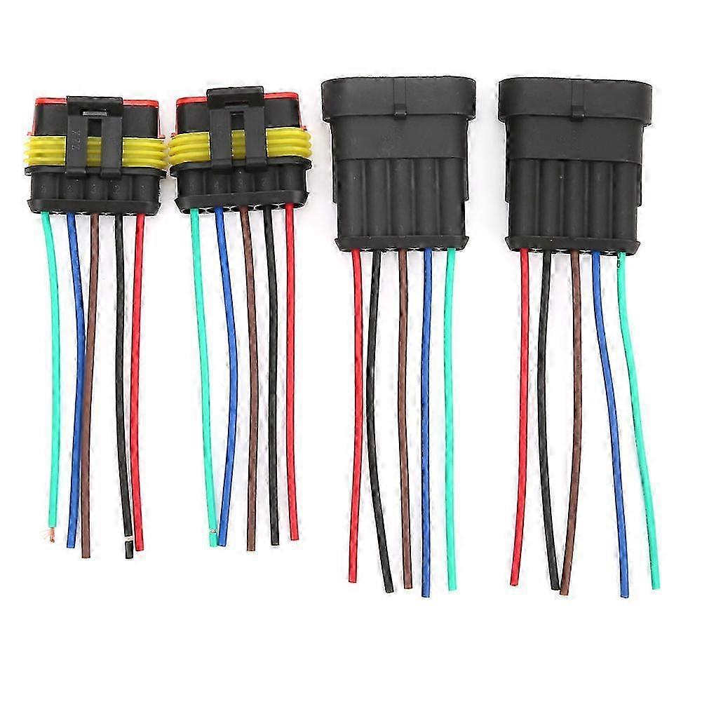 Wasserdichter Kfz-elektrikstecker, 2 Sets, 4/5/6 Pins, Mit 5-poligem Kabel