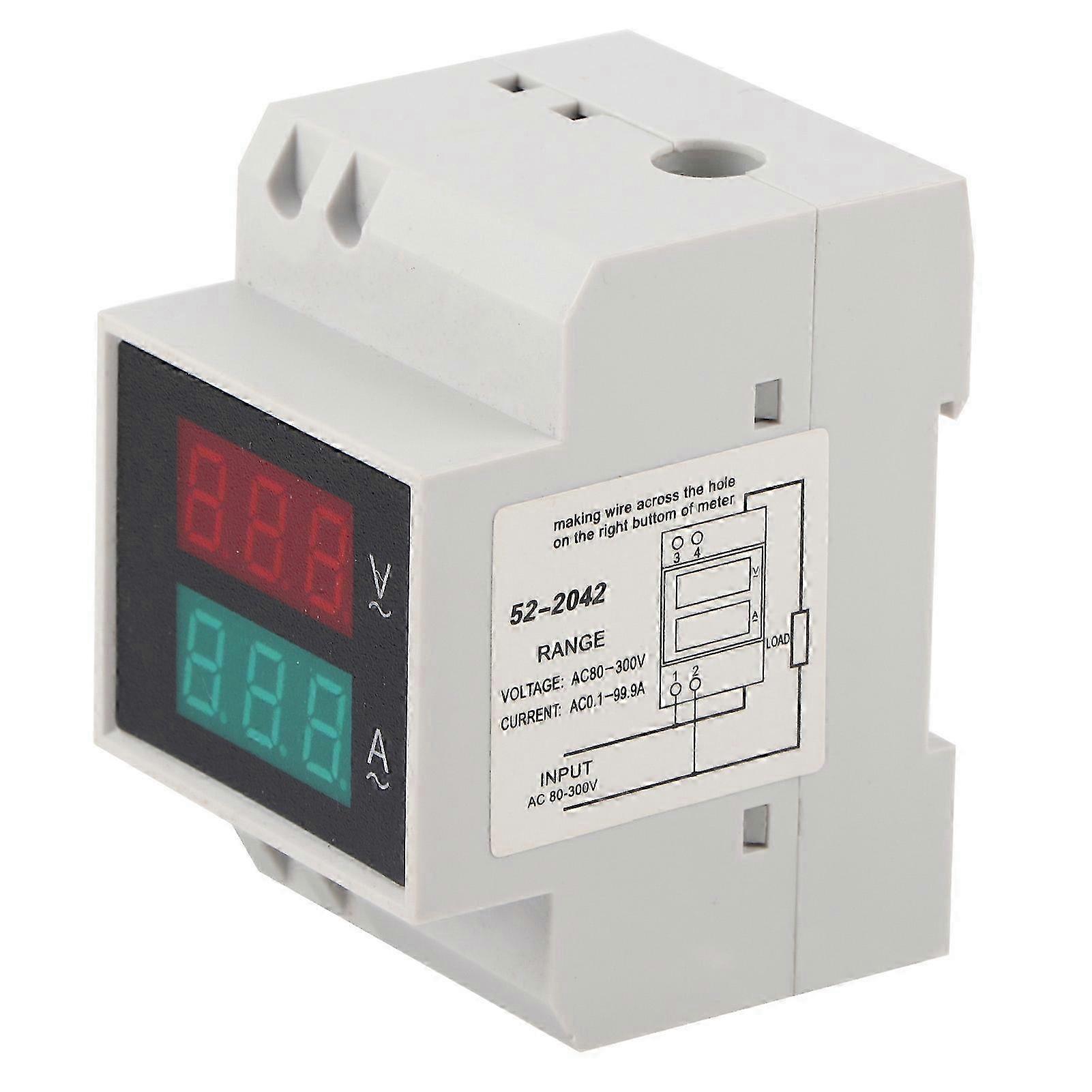 Digitales Voltmeter/amperemeter Für Din-schienenmontage Mit Doppelanzeige, Genauigkeit Ac 80–300 V / Ac 0–99,9 A, Hochpräzises Spannungs- Und Strommessgerät