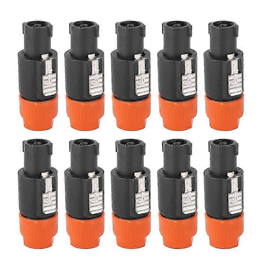 Nl4fc 4-poliger Wasserdichter Speakon-stecker, 10er-packung, Stecker Für Lautsprecherkabel, Orange, Professioneller Ip54-audioanschluss