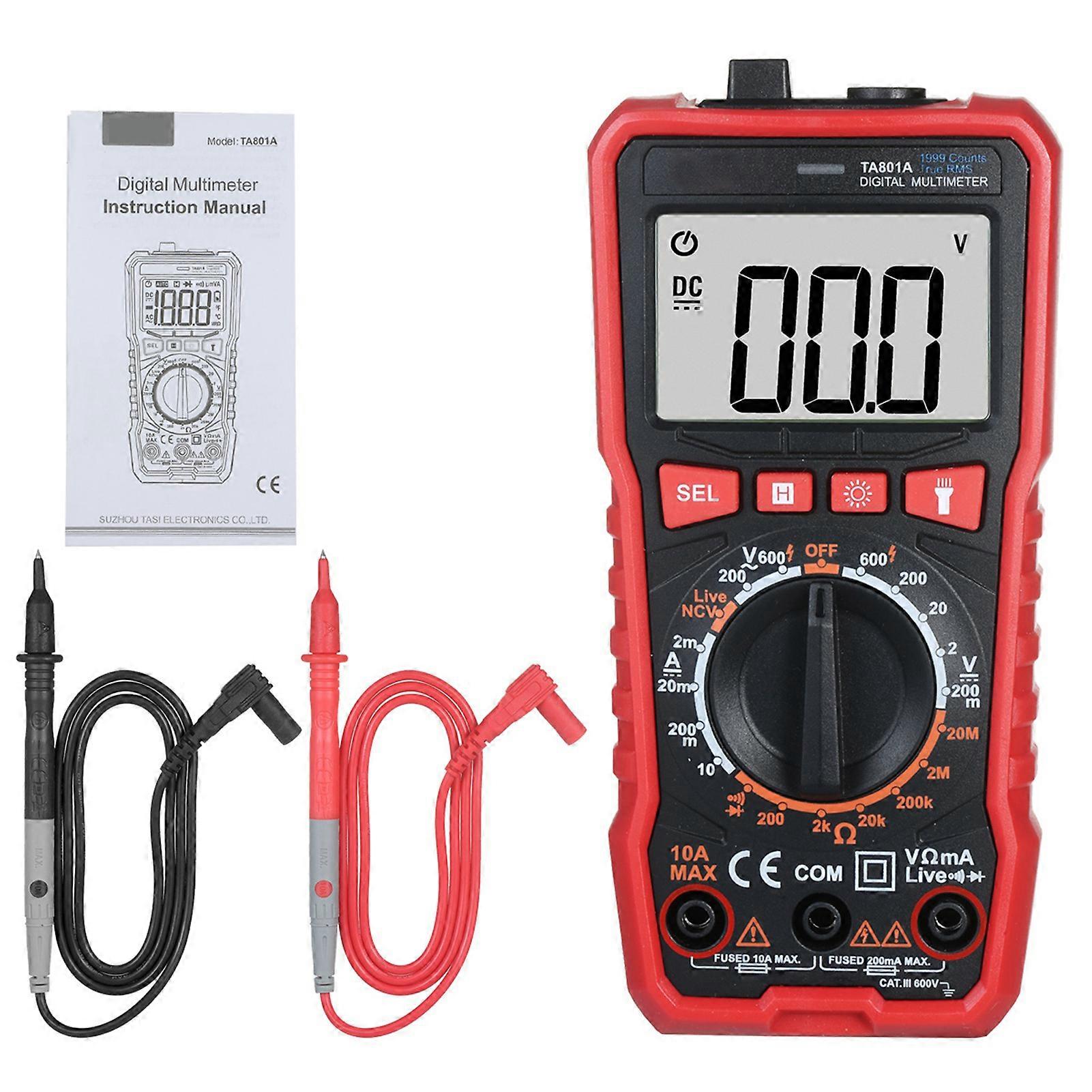 Digitales Lcd-multimeter Mit Ac/dc-voltmeter, Eingebauter Taschenlampe, Professioneller Elektroprüfer Für Den Hausgebrauch