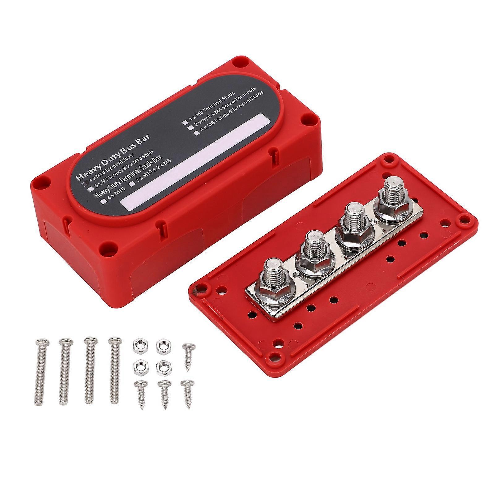 48v Dc 300a Stromverteilerblock, Zweireihige Sammelschiene Mit 4 M10-klemmen, Isolationsschutz Für Fahrzeuge, Lkw, Wohnmobile Und Schiffe