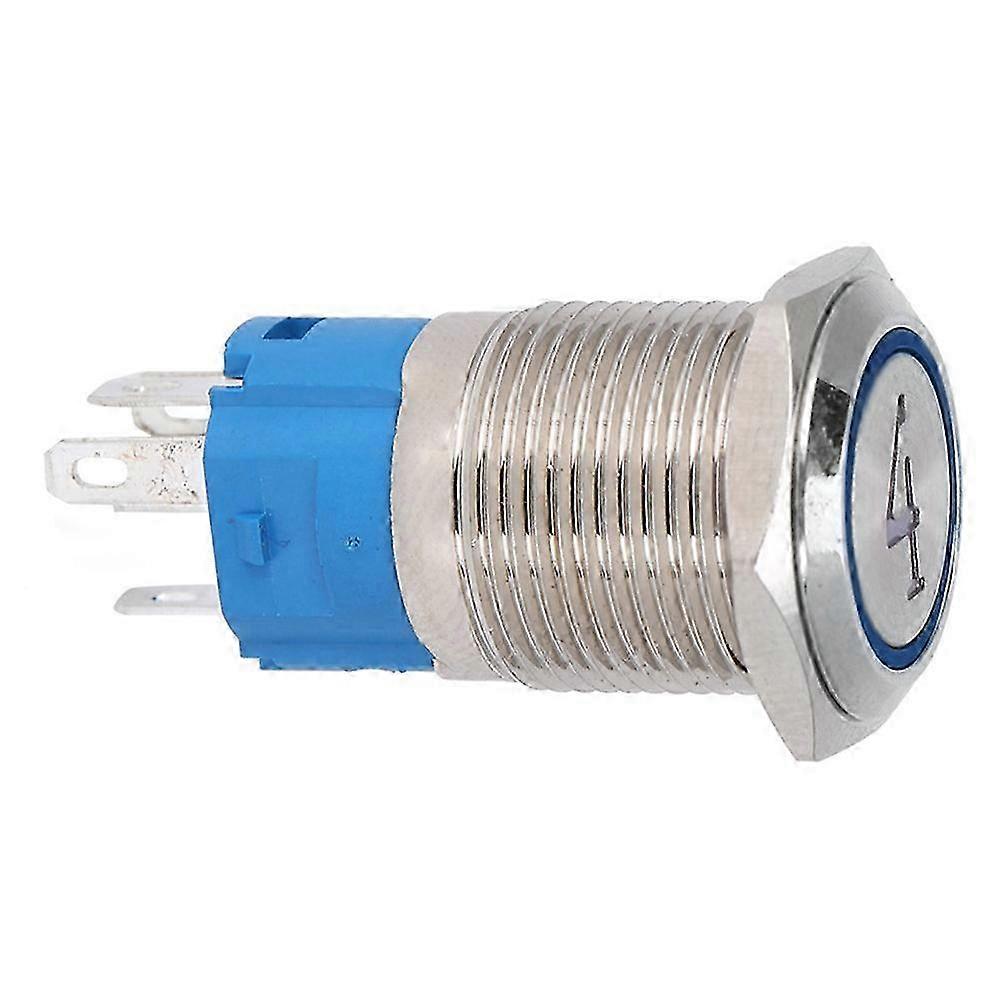 16-mm-flachkopf-drucktaster Aus Metall, 5-polig, 2er-pack, Selbstrückstellend Mit Kontrollleuchte, Nr. 4, Blau, 24 V Dc