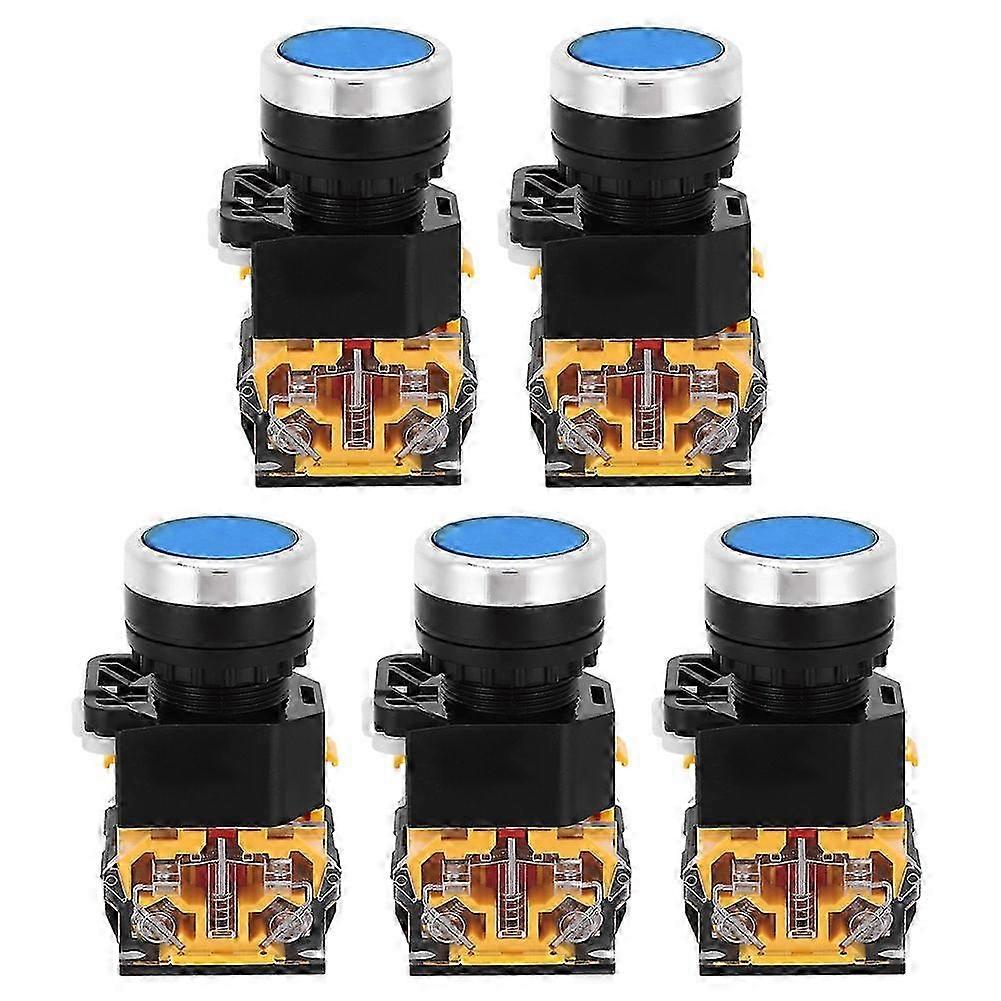 Selbstverriegelnder Drucktaster 22 Mm 37 V–440 V Ohne Kontrollleuchte, 5er-pack, Blauer Knopf Für Elektrische Steuerung