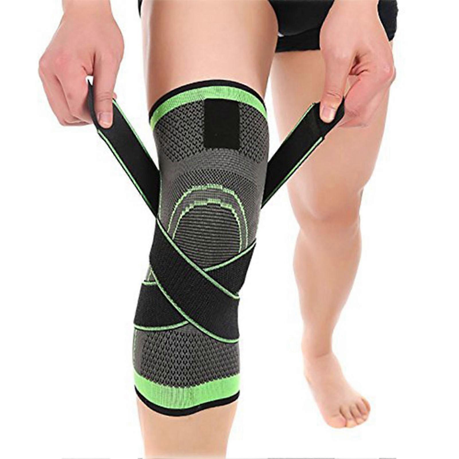 Kniebandage Mit Kompressionsfunktion Für Damen Und Herren, Grün/grau, Größe M (35-40 Cm)