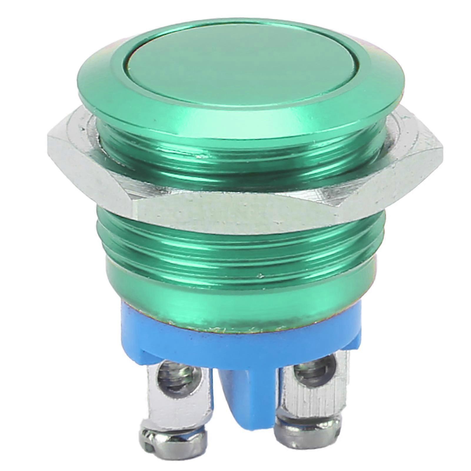 16-mm-drucktaster Aus Edelstahl Mit Rundem, Flachem Kopf, Wasserdicht, Selbstrückstellend, 220-v-netzteil, Grün