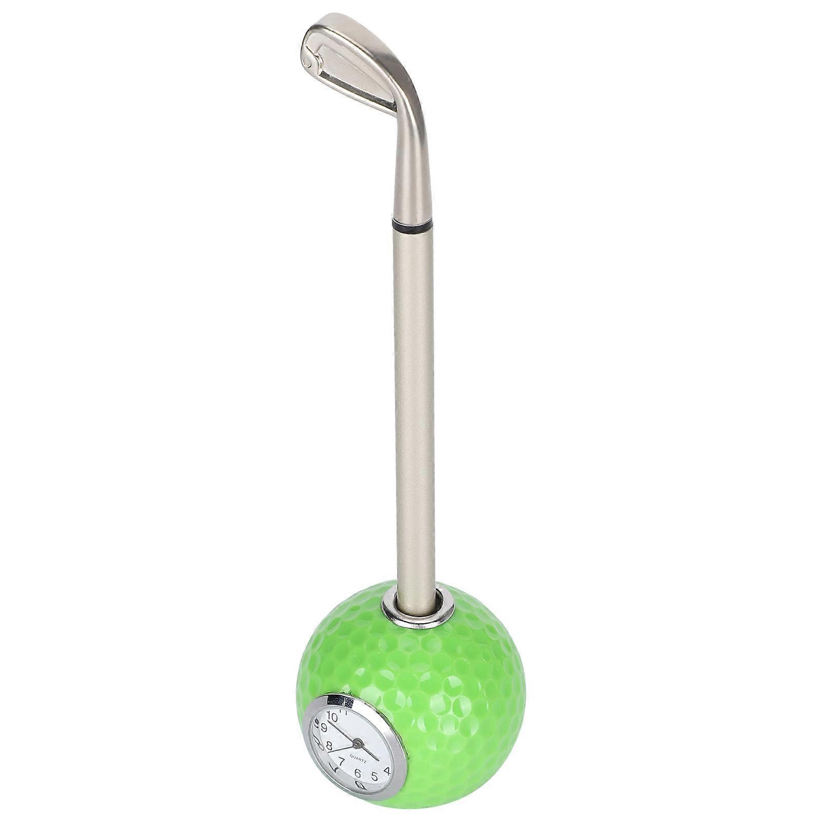 Grüner Golfstifthalter Mit Tischständer Aus Aluminiumlegierung, Dekoratives Geschenk Mit Uhr, Für Bälle Und Stifte