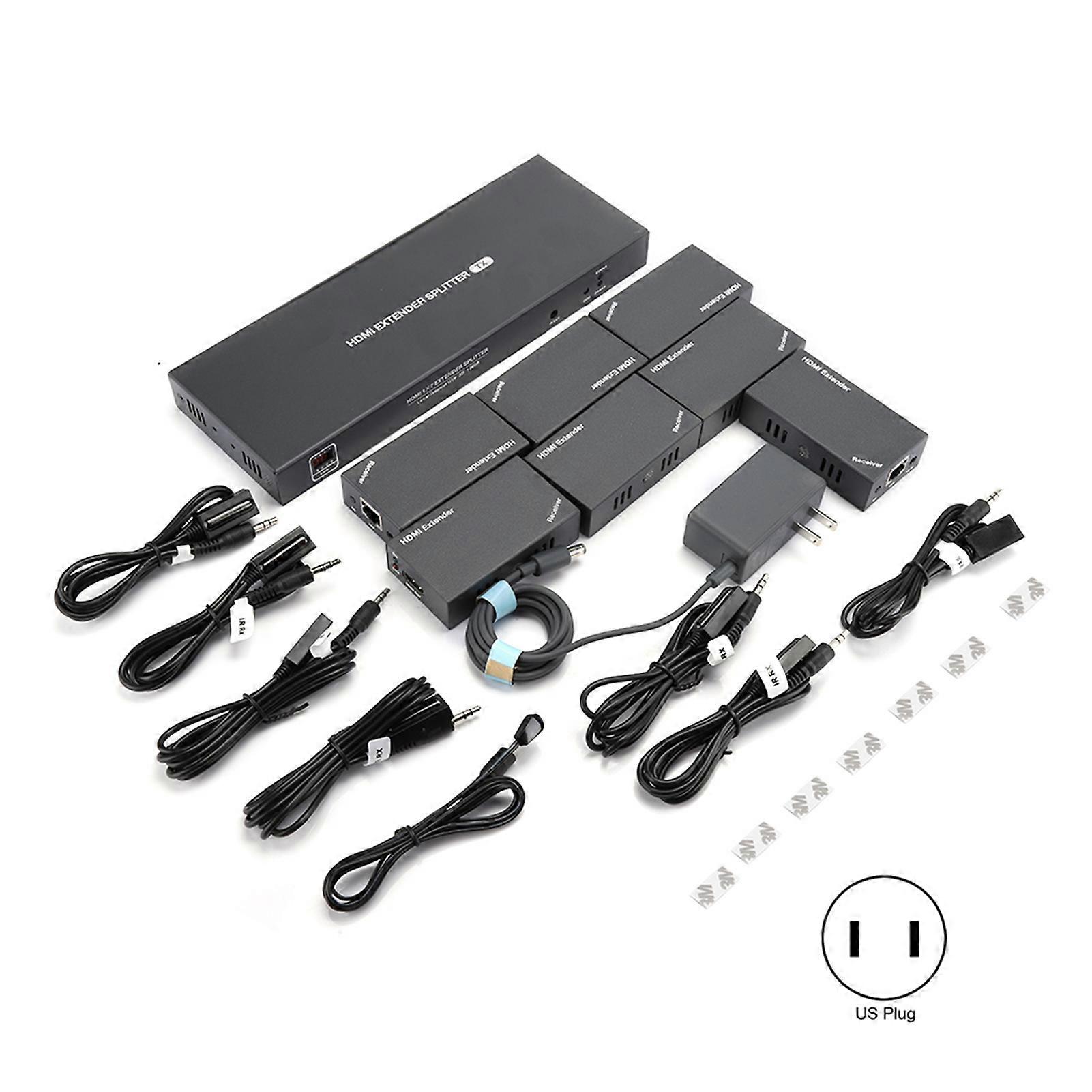 4k 1080p Hdmi-extender, 1 Eingang Auf 7 Ausgänge, Hd-übertragung Über 50 Meter, Mit Zusätzlichem Lokalem Hdmi-ausgang, Kompatibel Mit Großen Entfernungen.