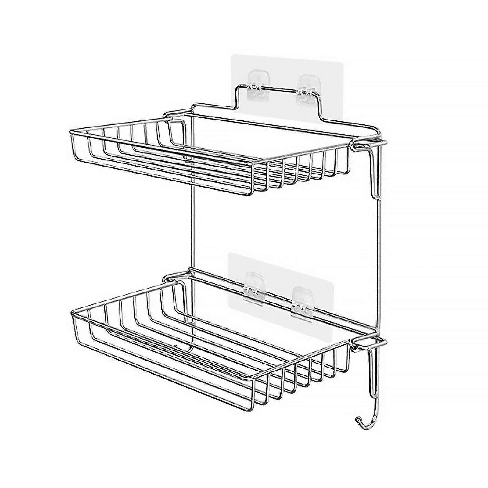 Klappbares Edelstahl-regal Mit Haken, Zur Wandmontage Ohne Bohren, Fürs Badezimmer, Robust Und Praktisch