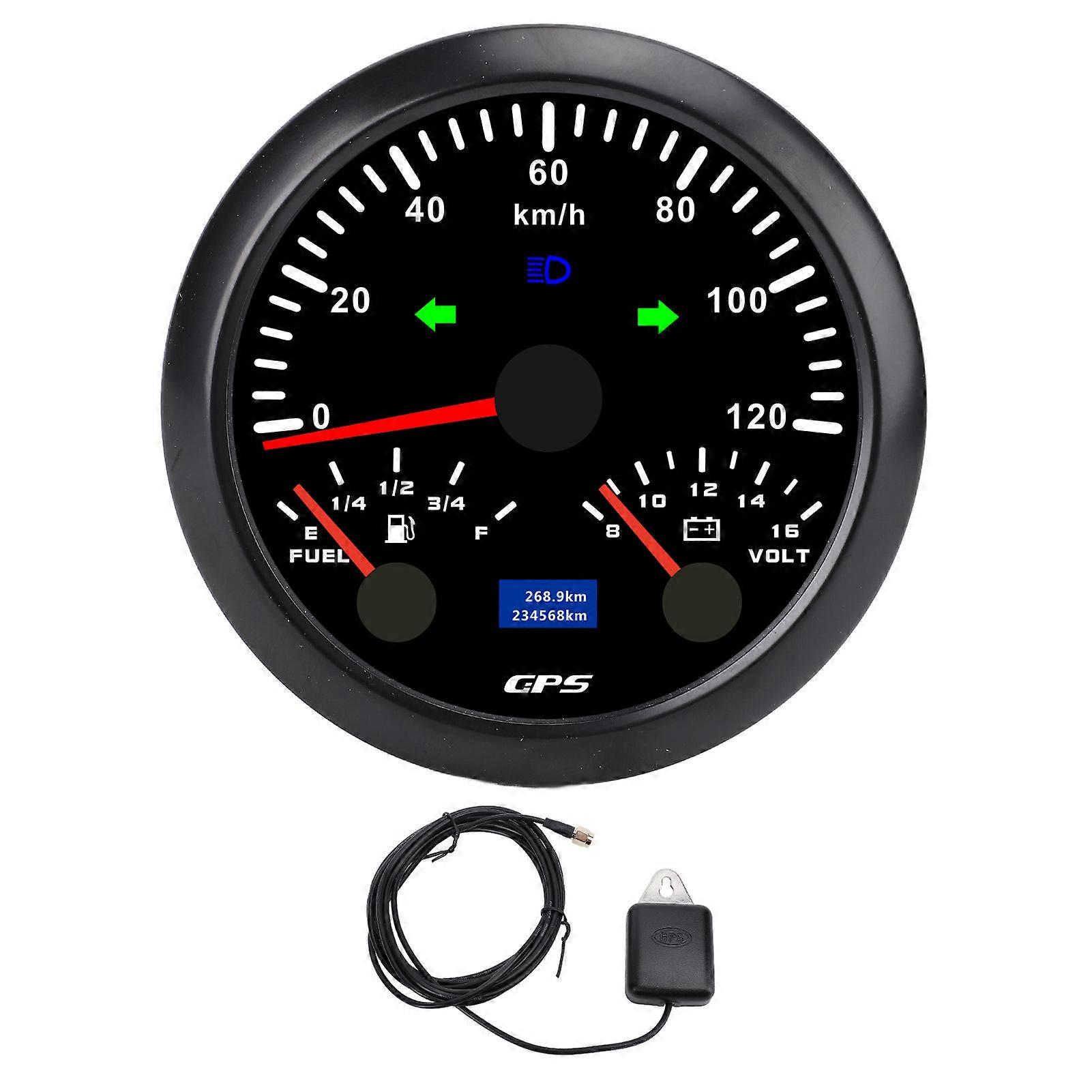 85-mm-gps-tachometer (3-3/8 Zoll) Mit Kilometerzähler, Voltmeter, Tankanzeige Und Blinkern – 3-in-1, 120 Km/h, 7-farbige Hintergrundbeleuchtung Für Wohnmobil, Yacht Und Lkw