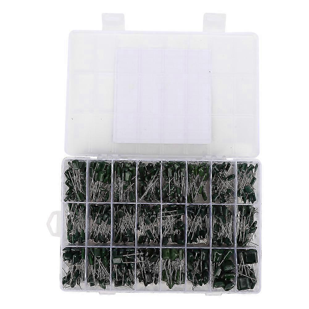 700-teiliges Set Mit 24 Verschiedenen Grünen Polyesterfolienkondensatoren, 0,22 Nf–470 Nf, 100 V, Inklusive Aufbewahrungsbox