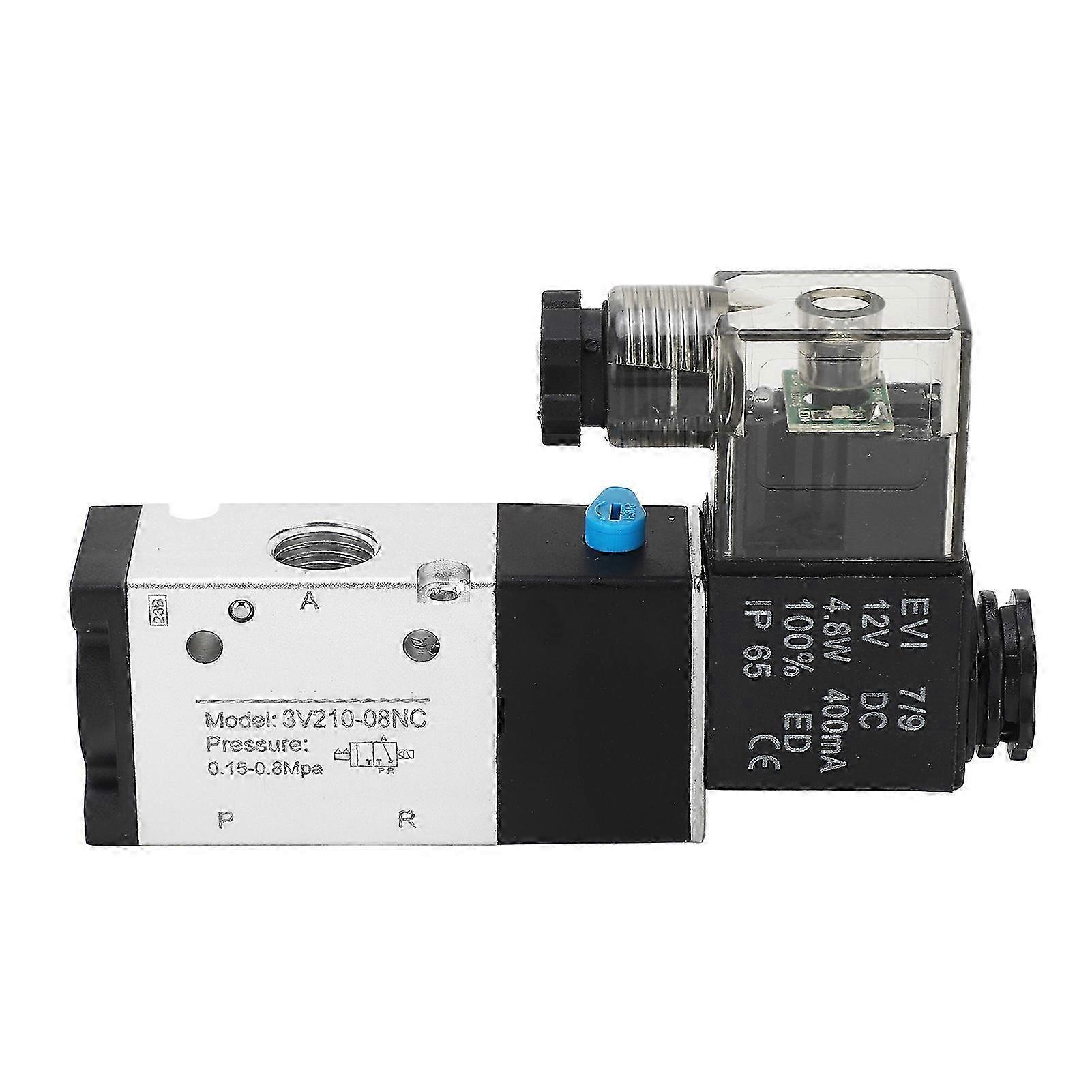 Pneumatisches Magnetventil 1/4 Zoll Npt, 2 Positionen, 3 Wege, Schutzart Ip65, Stromversorgung Dc12v, Für Druckluftkreisläufe, Industrielle Anwendung.