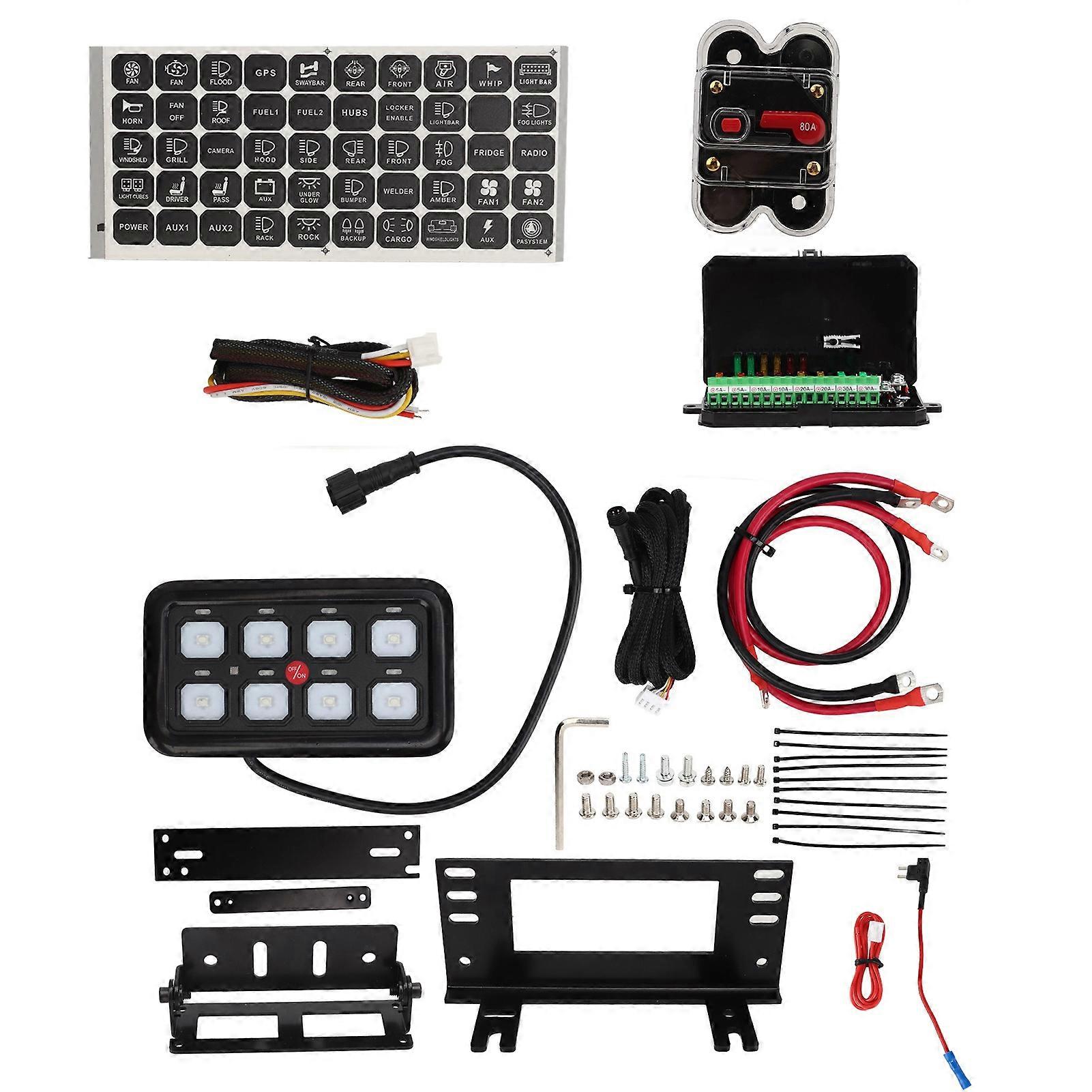 Blaues Led-panel Mit 8 Schaltern, Ip65 Wasserdicht, 1500 W Wärmeableitung, Universell Einsetzbar Für Lkw, Boot, Suv, Quad, Pkw Und Bus