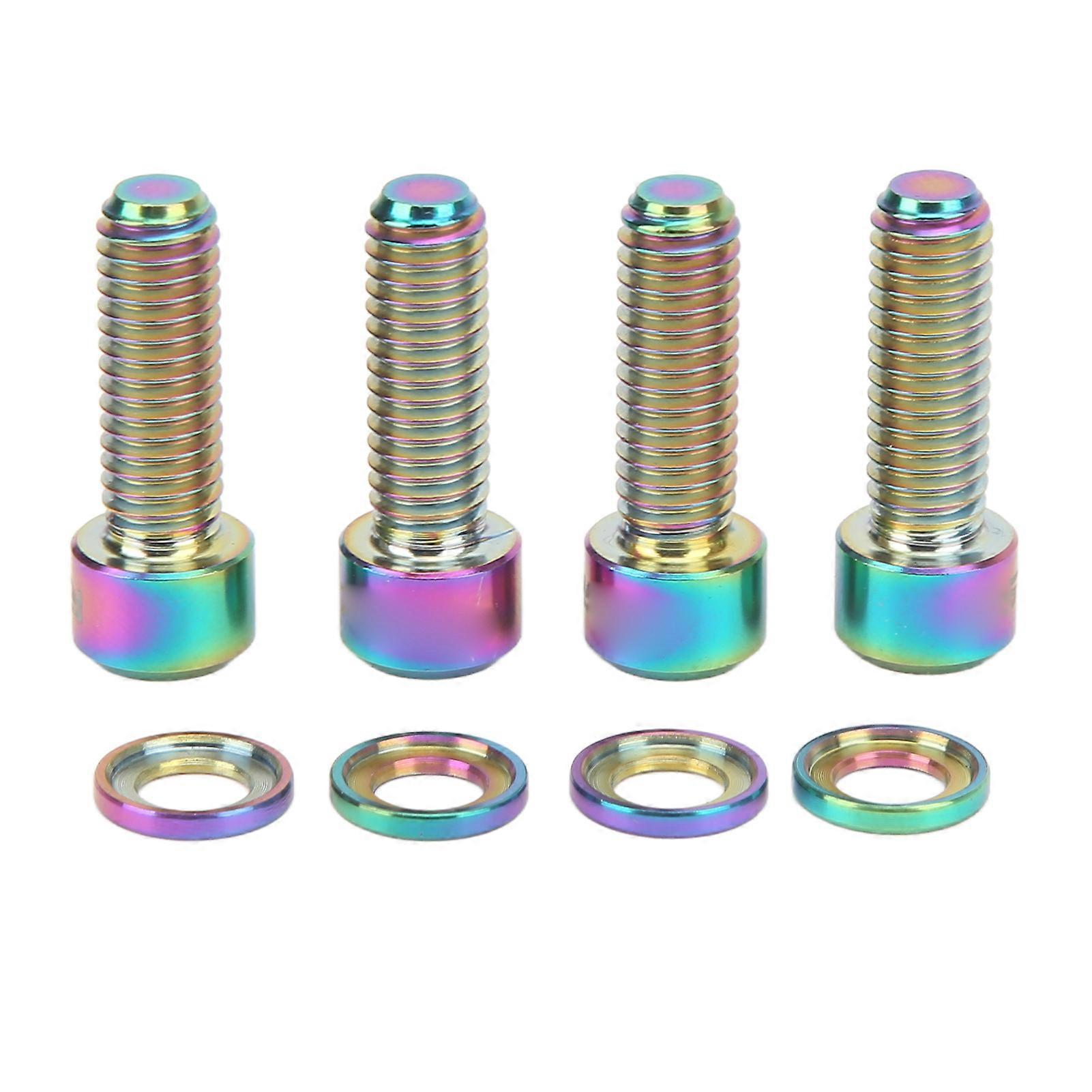 Satz Mit 4 M6 18 Mm Scheibenbrems-befestigungsschrauben, Leichten Unterlegscheiben Aus Titanlegierung, Korrosionsbeständig, Zuverlässige Verbindung, Befestigungsschraubensatz