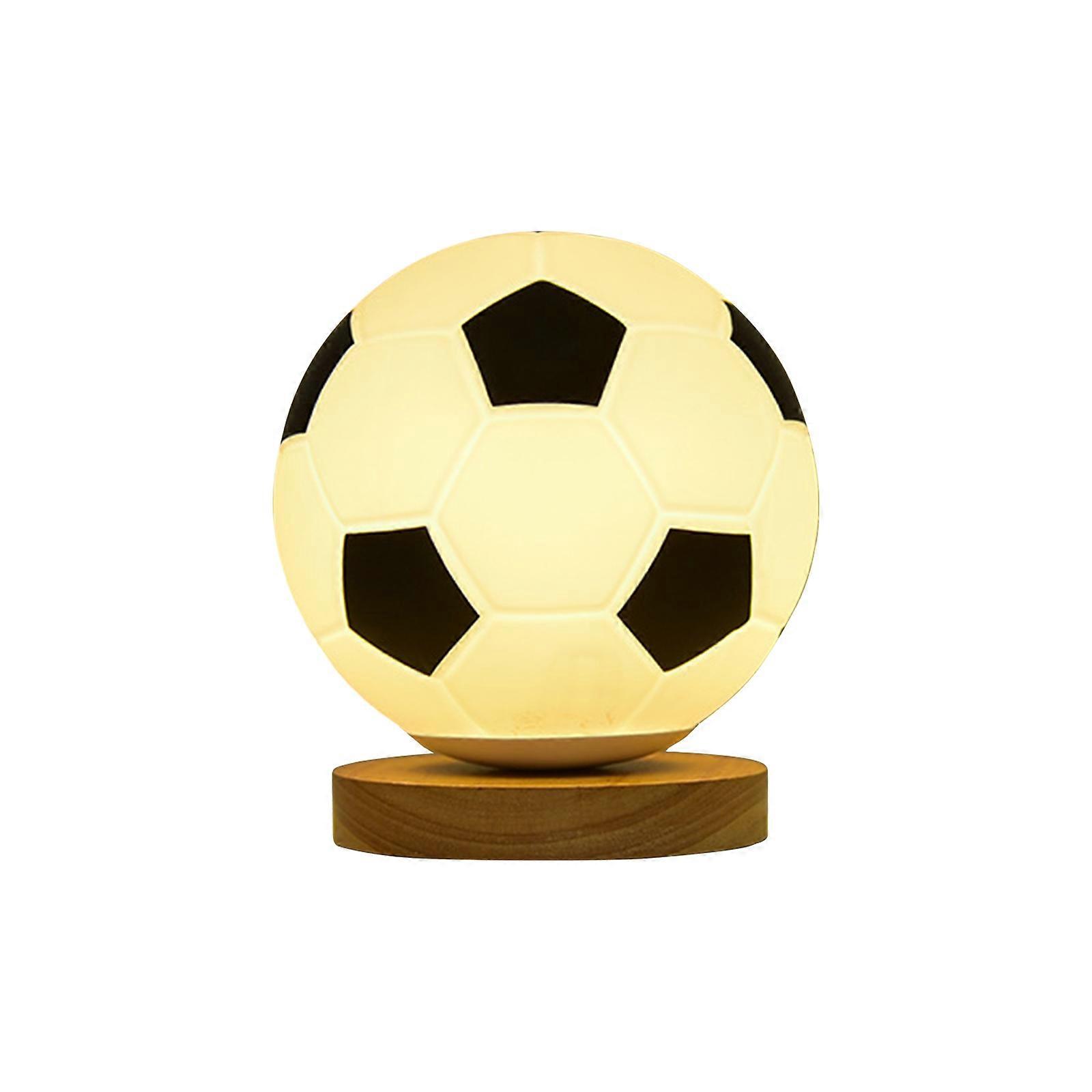 Led-fußball-nachttischlampe Mit Fernbedienung, Dimmbar, Aus Glas Und Massivholz, Modernes Nachtlicht Für Schlafzimmer Oder Büro, Kompakte Tischlampe