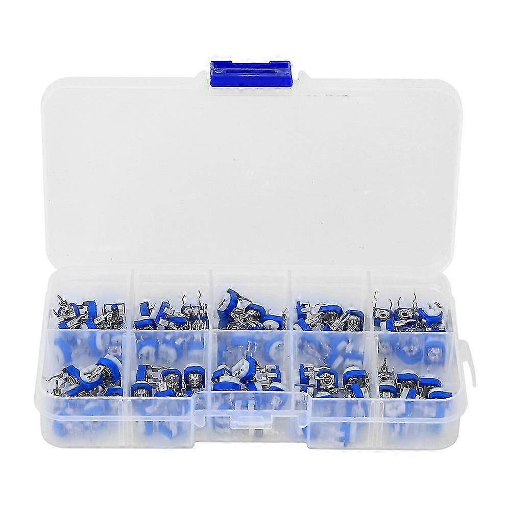 100-teiliges Set Variabler Widerstände, Blau-weiß, Einstellbares Potentiometer-set, Präzisions-elektronikbauteile