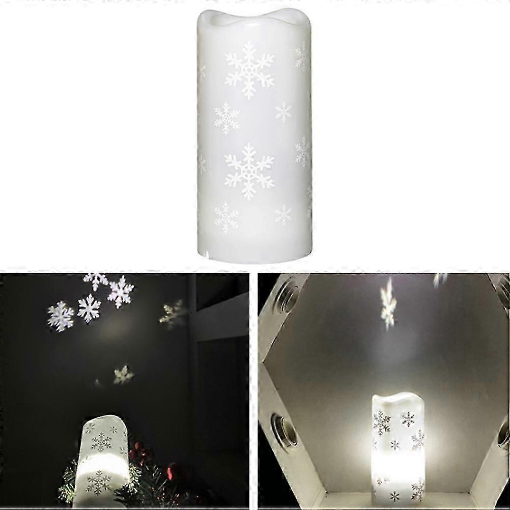 2-in-1 Led-kerze Ohne Flamme Mit Lichtprojektor, Funkelnde Weihnachtslampe, Stimmungsvolle Beleuchtung Für Zuhause, Projiziertes Nachtlicht, Festliches Geschenk