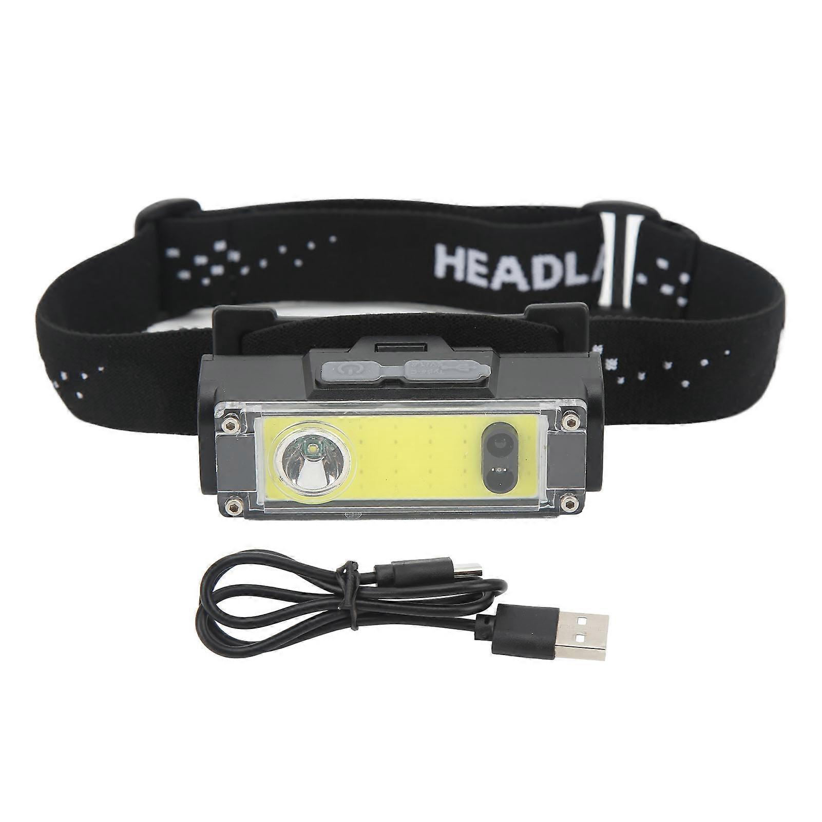 Cob Xpe Induktions-stirnlampe, Fester Fokus, Ipx5 Wasserdicht, Usb-c Schnellladefunktion, Integrierte Led-anzeige, Leistungsstarke Beleuchtung Für Arbeit Und Camping.