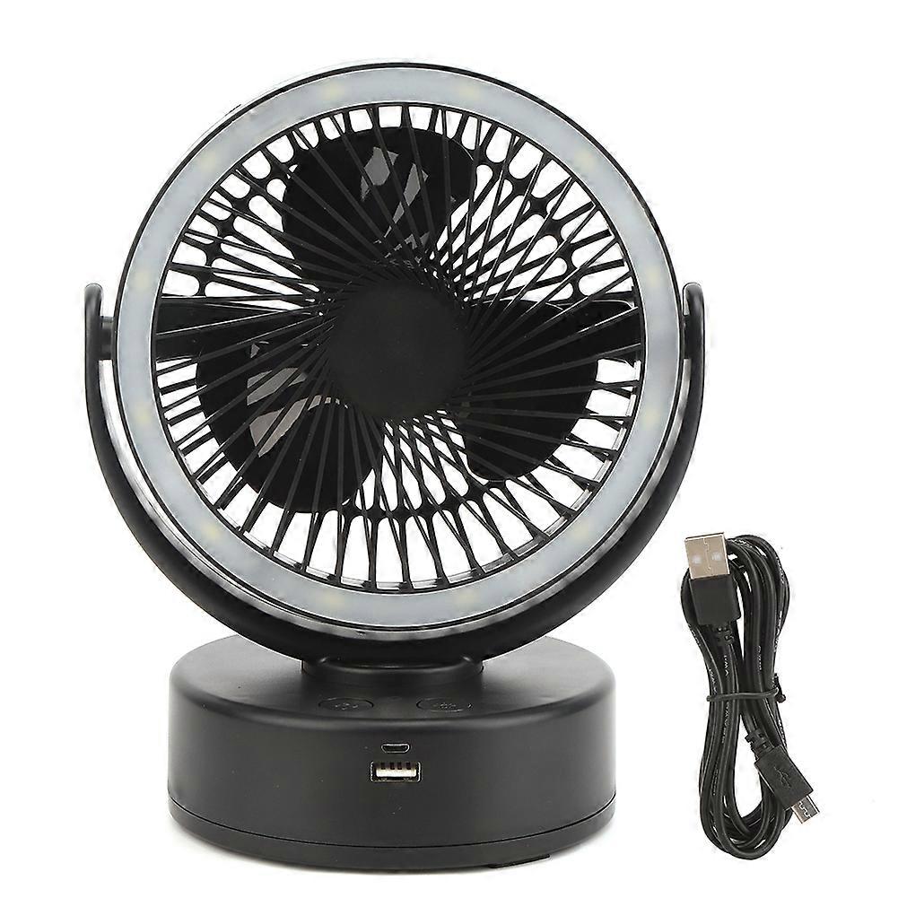 3-in-1 Usb-wiederaufladbarer Campingventilator Mit Lampe, Powerbank, Tragbarer Led-taschenlampe Und Multifunktionalem Akku Für Den Outdoor-einsatz
