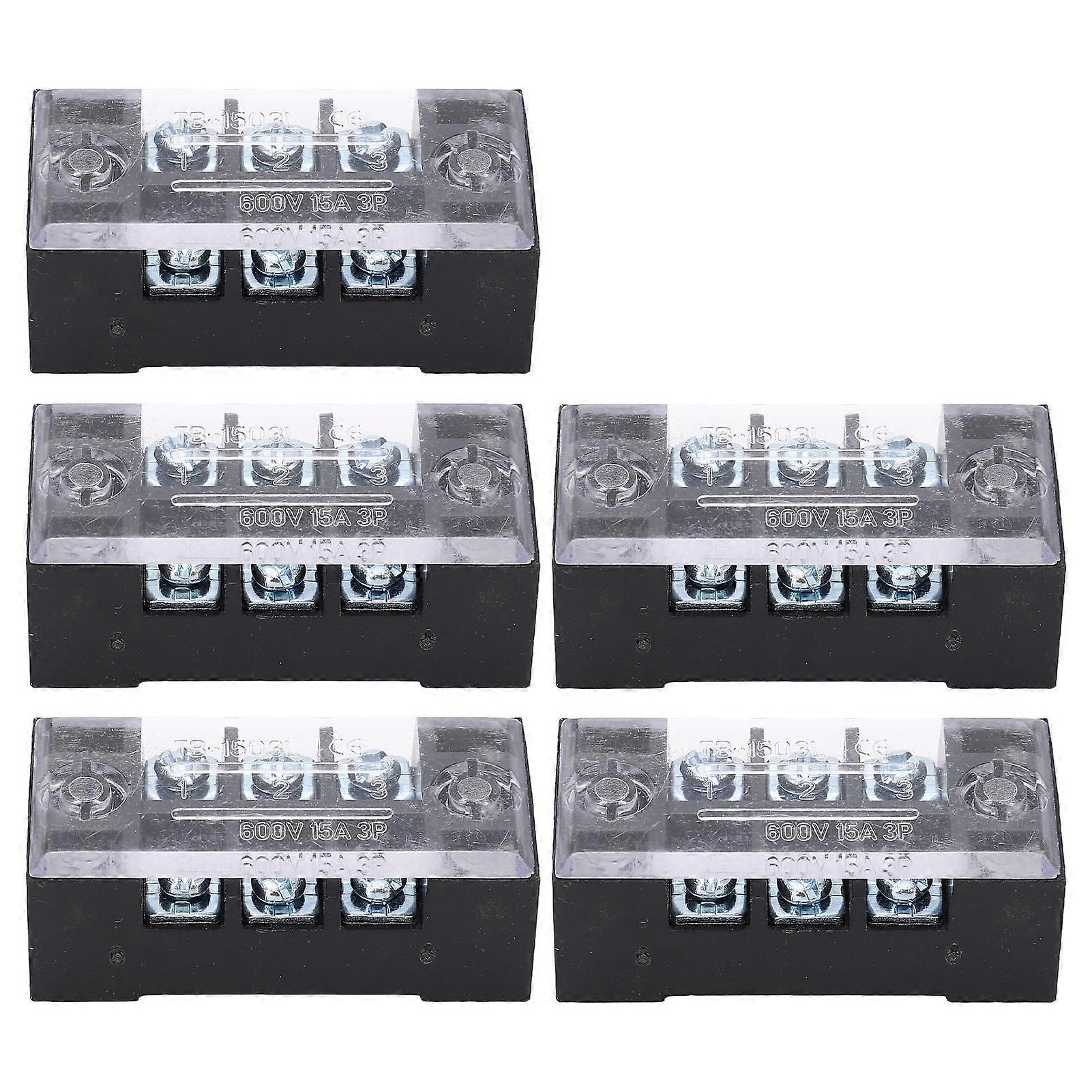 Hochstrom-doppelreihen-kabelbarriere, M3-schraubklemmenblock Mit Abdeckung, 15 A 600 V, 5er-packung