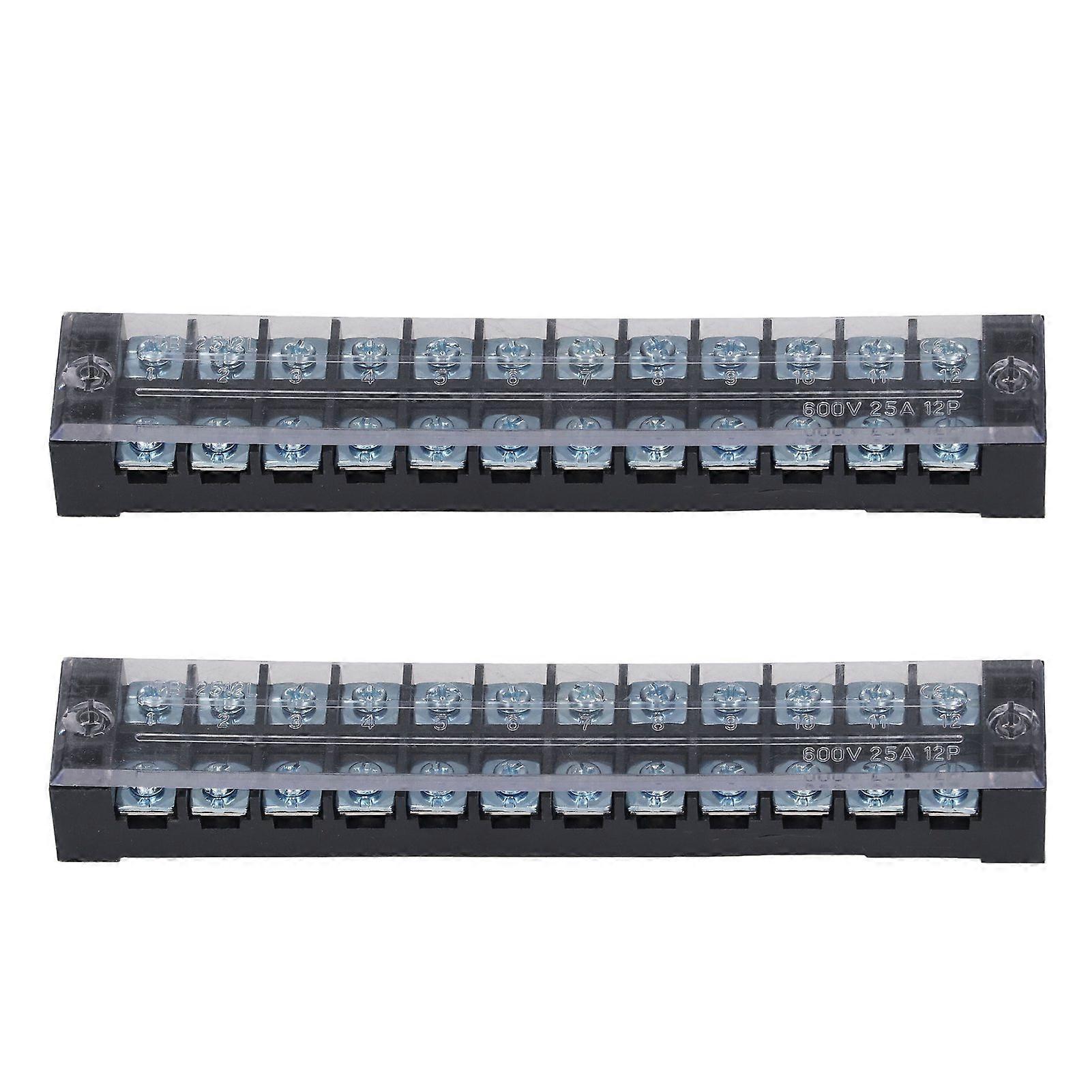 Hochstrom-doppelreihen-schraubklemmenblock Mit Abdeckung, 600 V, 25 A, 2er-pack