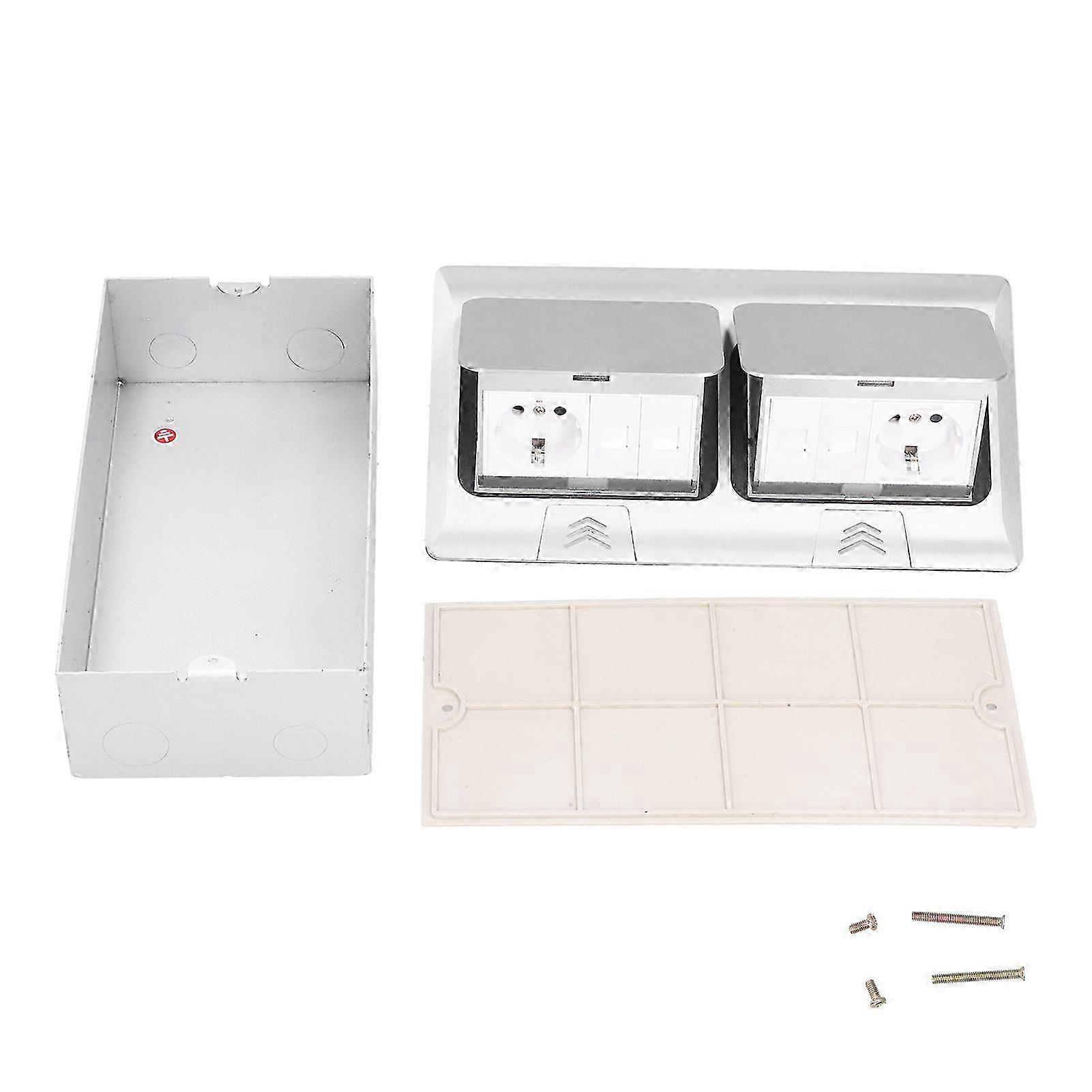 Bodeneinbausteckdose Mit Montagekasten, 250v 16a Mehrfachsteckdosenbasis, Elektrisches Bodenzubehör, Robustes Abschlussset, Geeignet Für Wand- Und Bodenmontage.