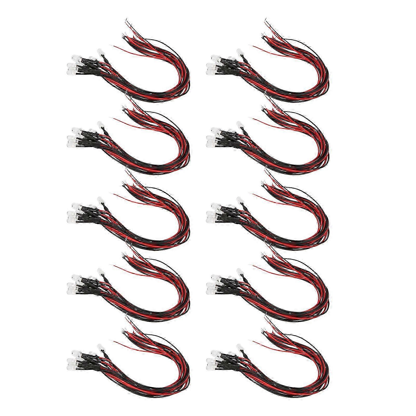Packung Mit 50 Hochleistungs-leds (5 Mm), Verkabelt, Runder Kopf, Weißes Licht Emittiert Gelbes Licht, 12 V, 20 Cm Kabel, Elektronische Bauteile.