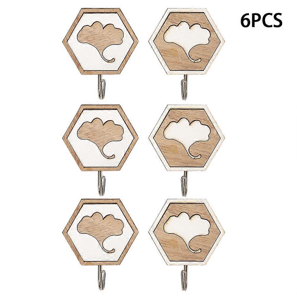 Selbstklebende Holzhaken Mit Blattmuster, Dekorative Wandhaken Ohne Bohren Für Bad Und Küche, 2er-pack, Robust Und Elegant