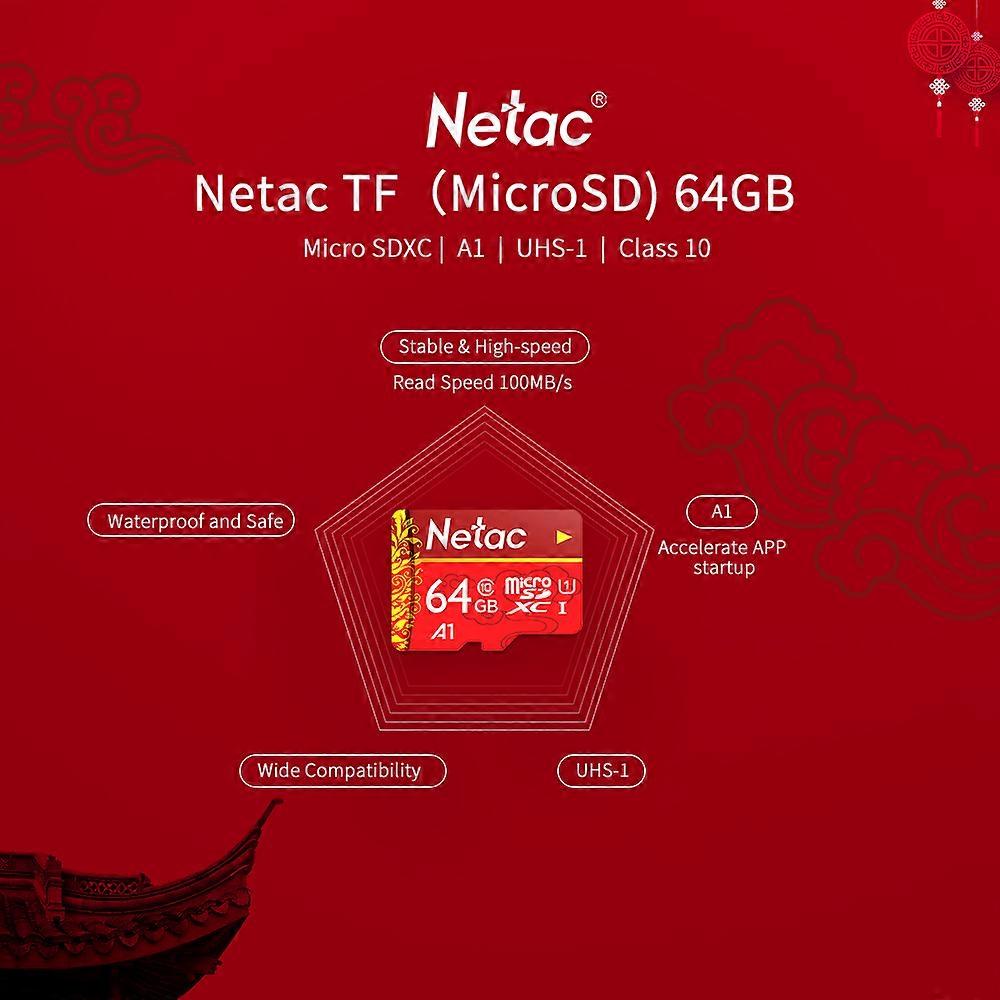 Netac 64 Gb Microsd-speicherkarte, Klasse 10 U1 A1, Ideal Für Dashcams, Überwachungskameras, Smartphones Und Tablets, Zuverlässiger Und Schneller Speicher