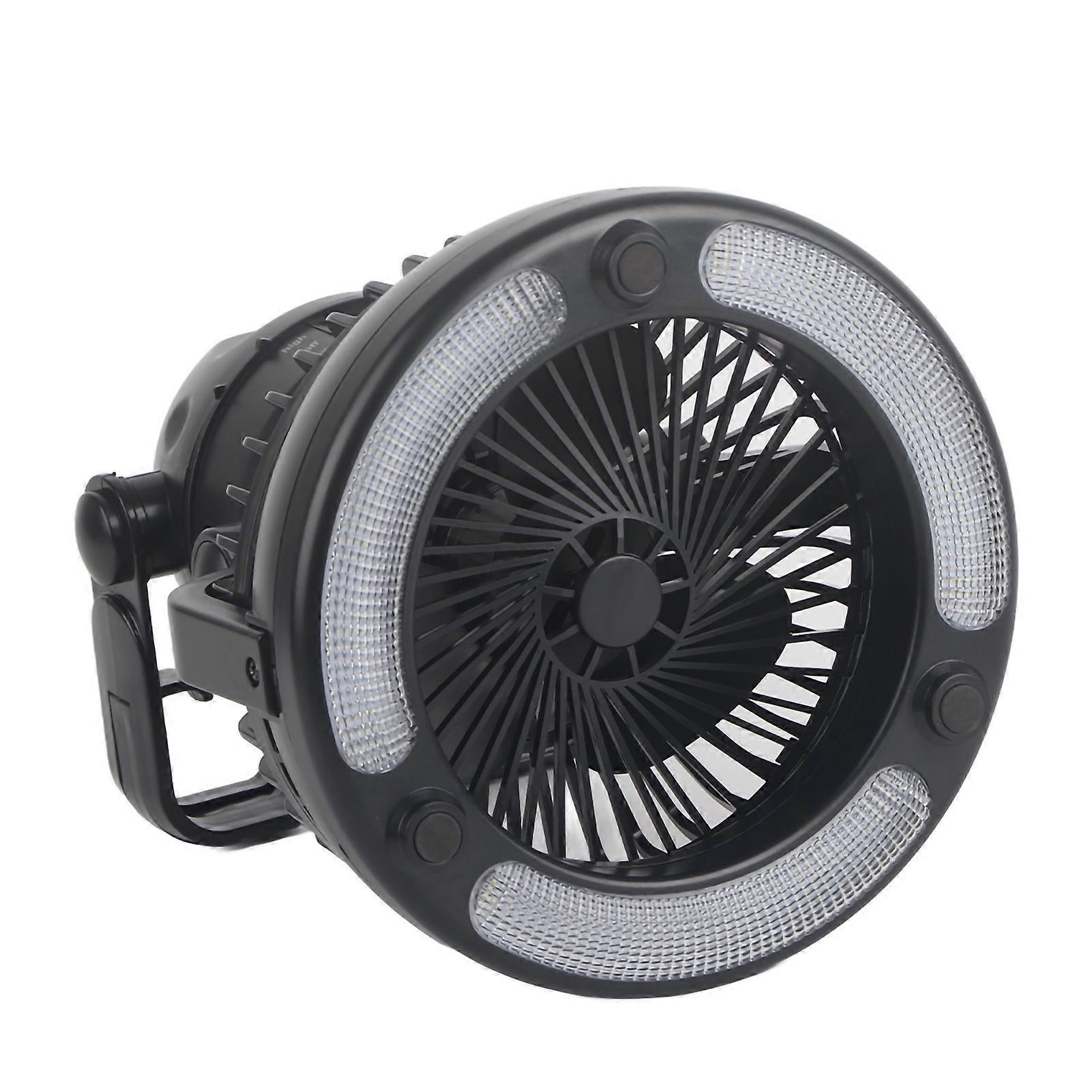 Ultraleichte, Tragbare Camping-ventilatorlampe Aus Abs Mit 18 Leds, Multifunktional Mit Haken, Sorgt Für Außenbeleuchtung Und Eine Erfrischende Brise Im Zelt.