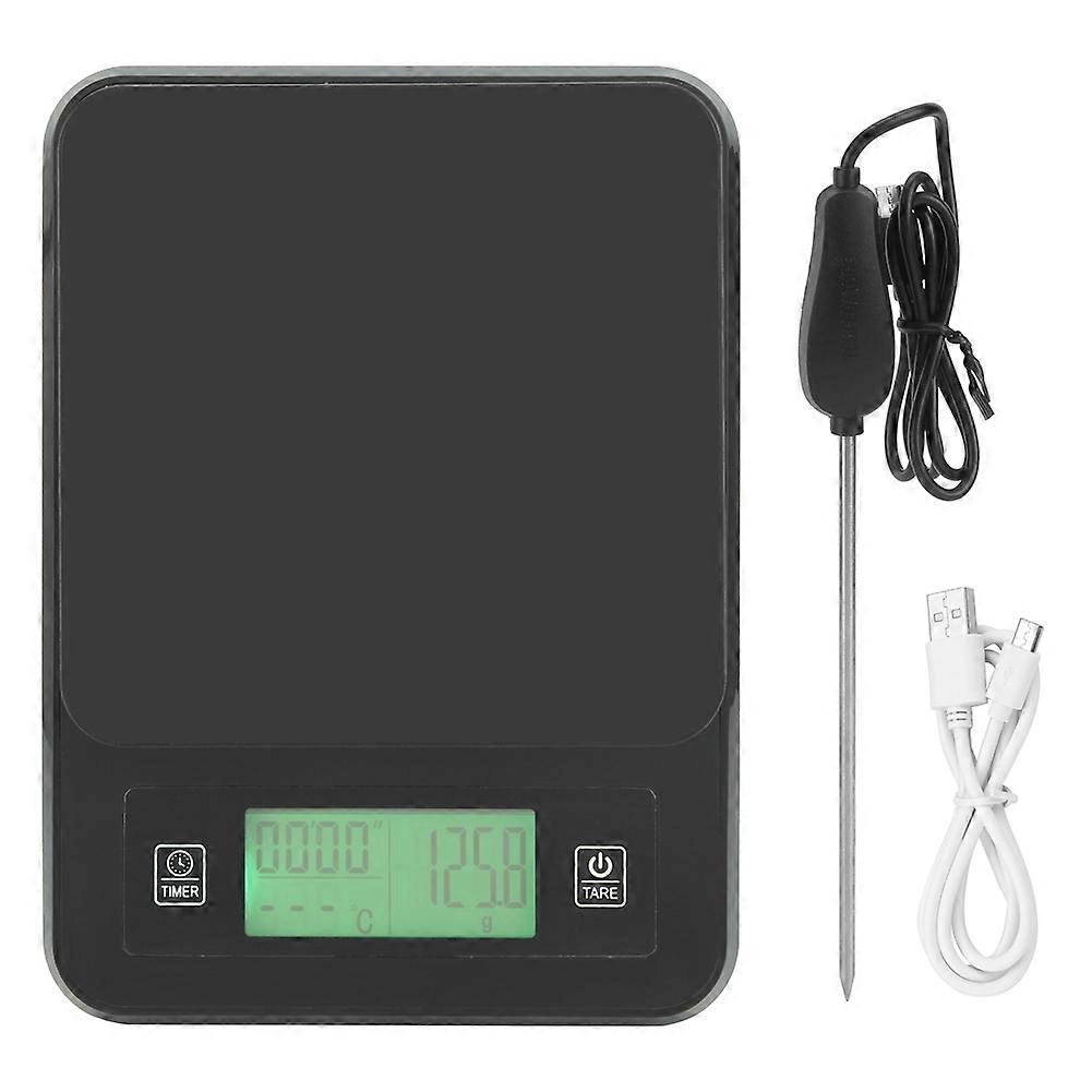 Elektronische Küchenwaage (3 Kg) Mit 0,1 G Genauigkeit, Tragbar Mit Temperaturfühler, Lebensmittelwaage Zum Kochen