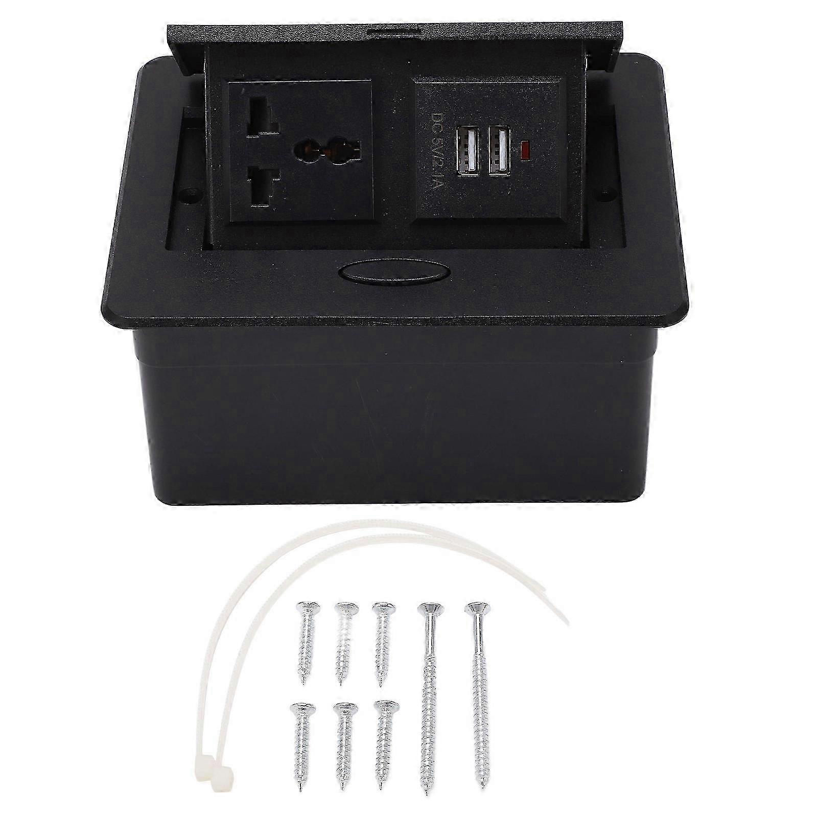 Versenkbare 250-v-tischsteckdose Mit 2 Usb-anschlüssen, Universelle Unterputz-steckdosenleiste Für Büro Und Schule, Schwenkbarer Wandfuß.