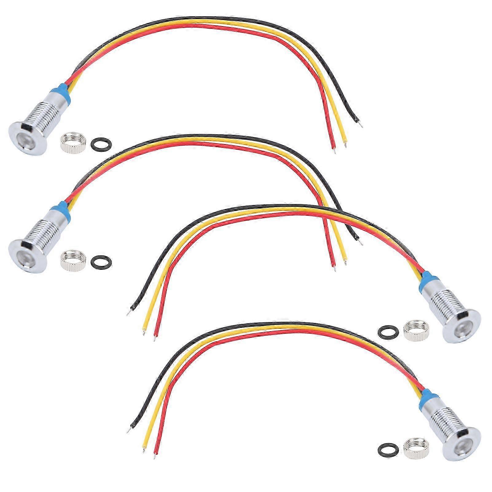Set Mit 4 Vorverdrahteten 8mm Runden Leds, Wasserdicht, Zweifarbige Signalgebung (rot/gelb), Gemeinsame Anode, 36v, Für Fahrzeuge Und Diy-projekte.