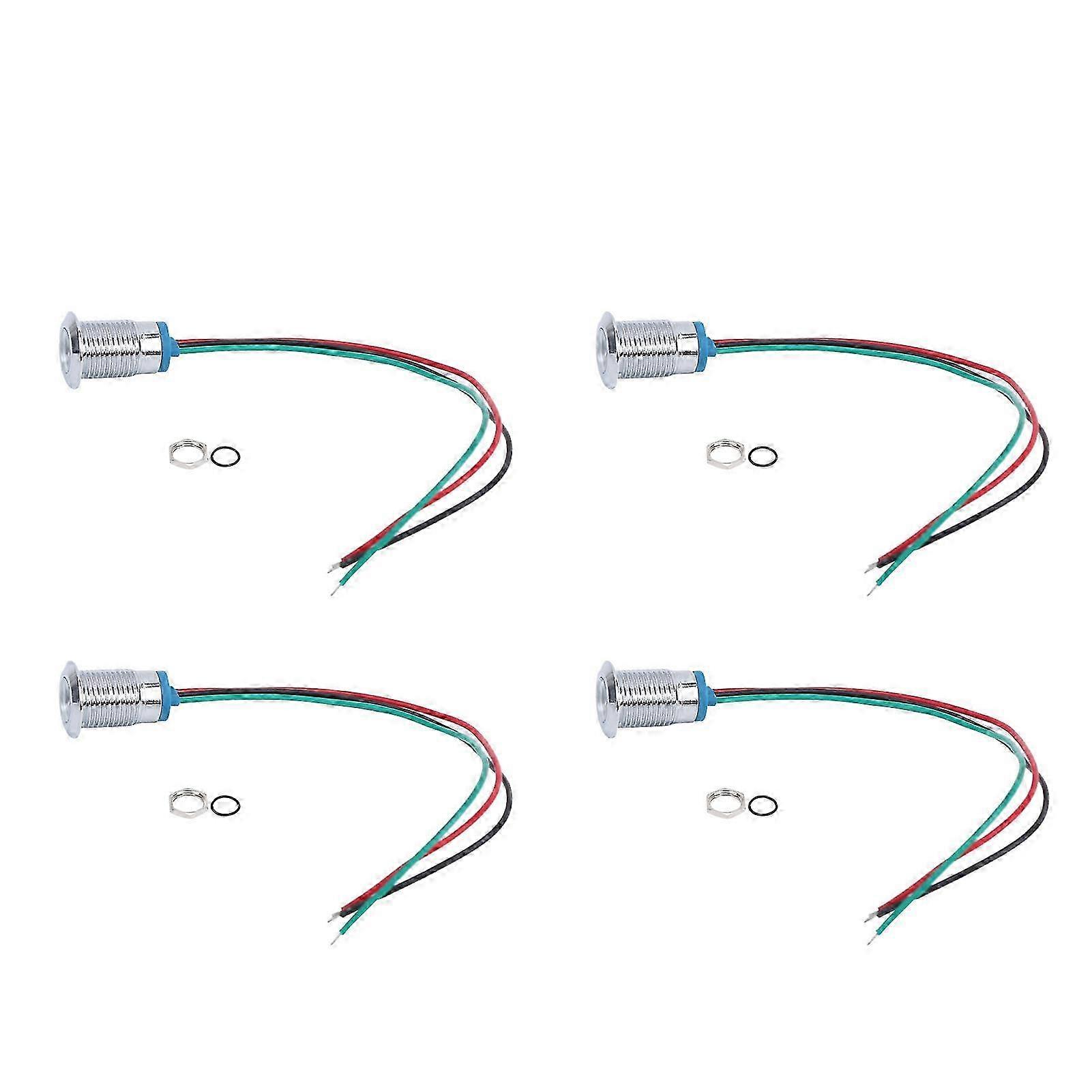 Konvolut Von 4 Vorverdrahteten Runden Led-anzeigeleuchten, 2 Farben, Wasserdicht, Gemeinsame Kathode, 12 Mm, 3-6 V (rot Und Grün)