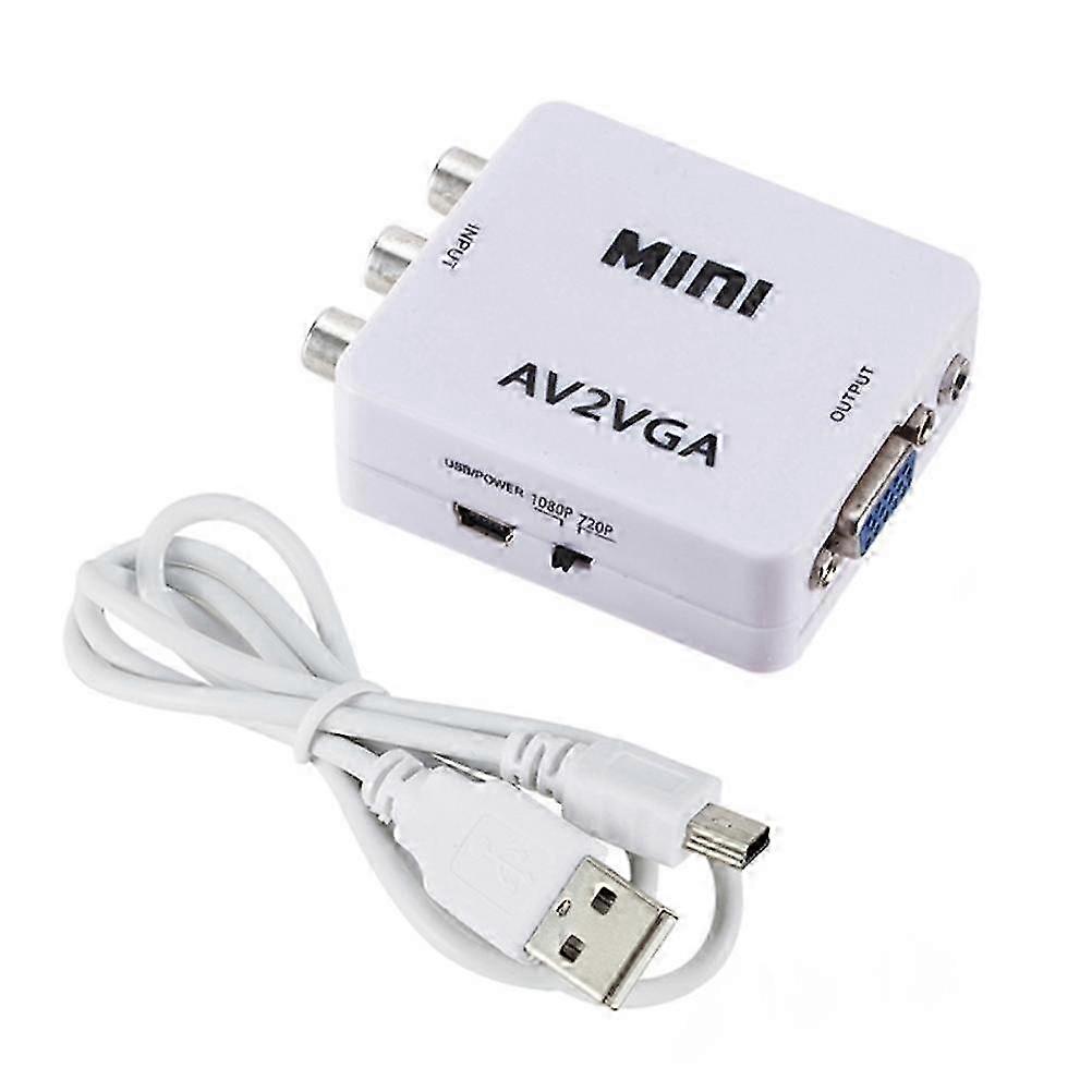 Mini-hd-av-zu-vga-videokonverter-audio-video-adapter Mit Integriertem Kabel Für Pc-tv-konvertierungsbox