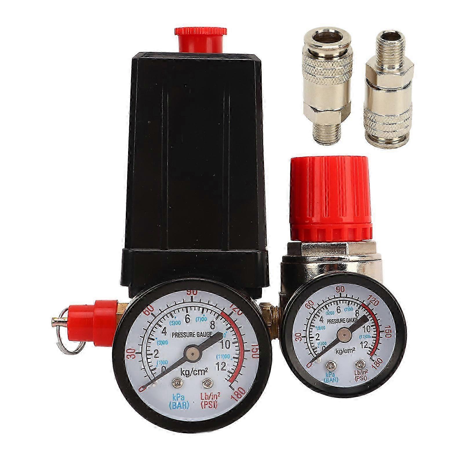 Druckschalter Für Luftkompressor, 4-wege-regelventil, Automatischer 0-180 Psi-regler Mit Integriertem Manometer.