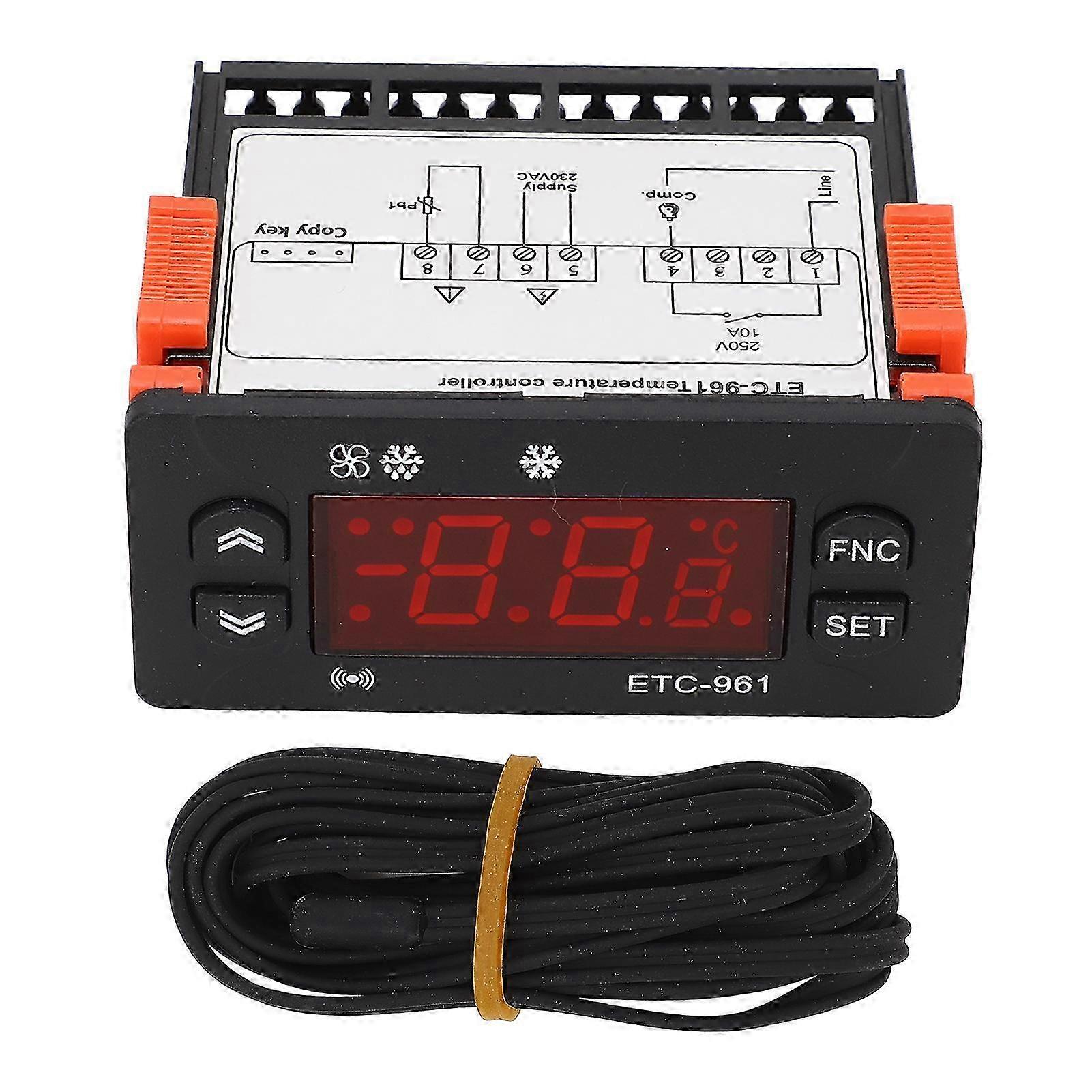 Externer Digitaler Thermostat Für Gefrierschrank, Umschaltbar °f/°c, Kühl- Und Abtauregelung, Präzise Kalibrierung, 230 Vac, Mit Kalibrierfunktion Und Temperatureinstellung.