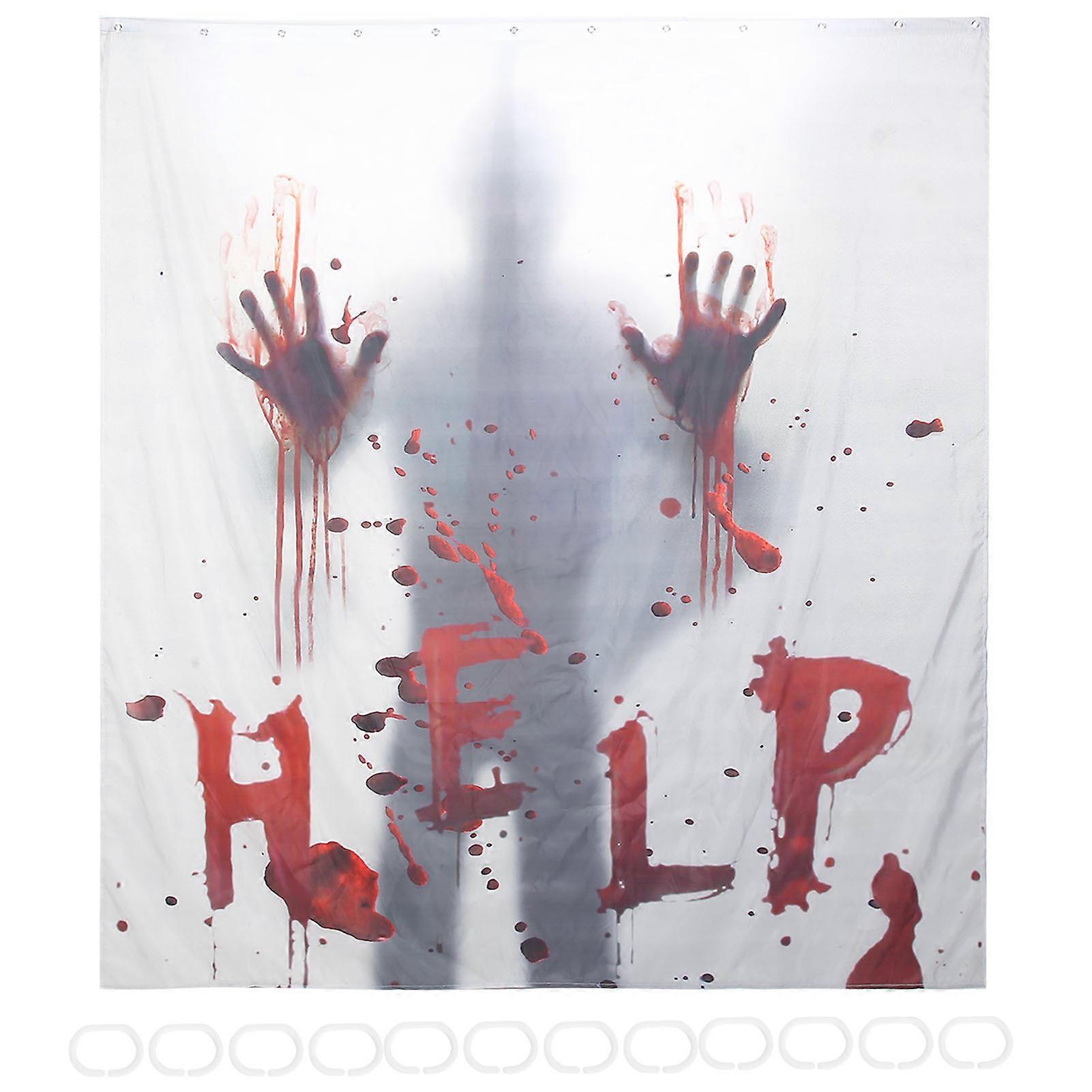 Halloween-duschvorhang Aus Polyester Mit Haken, Gruselige Badezimmerdekoration, Standardgröße, 1 Stück
