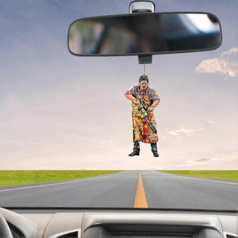 Gruseliger Auto-rückspiegelanhänger Mit Einer Figur Aus Einem Horrorfilm, Halloween-autodekoration, Partyzubehör Für Den Kühlergrill, Hängende Rückspiegeldekoration, Schaurig-schönes Partyzubehör.