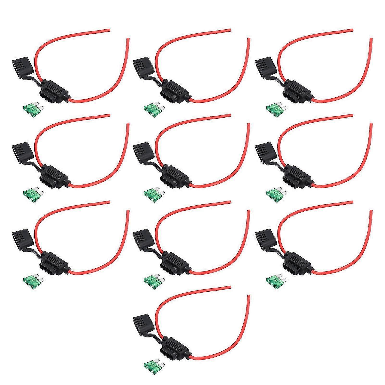 Wasserdichter 10-teiliger Inline-sicherungshalter, Schmelzbeständig, Einfache Verdrahtung, Mit 12awg 30a Sicherungen, Wasserdichter Kfz-sicherungshalter.